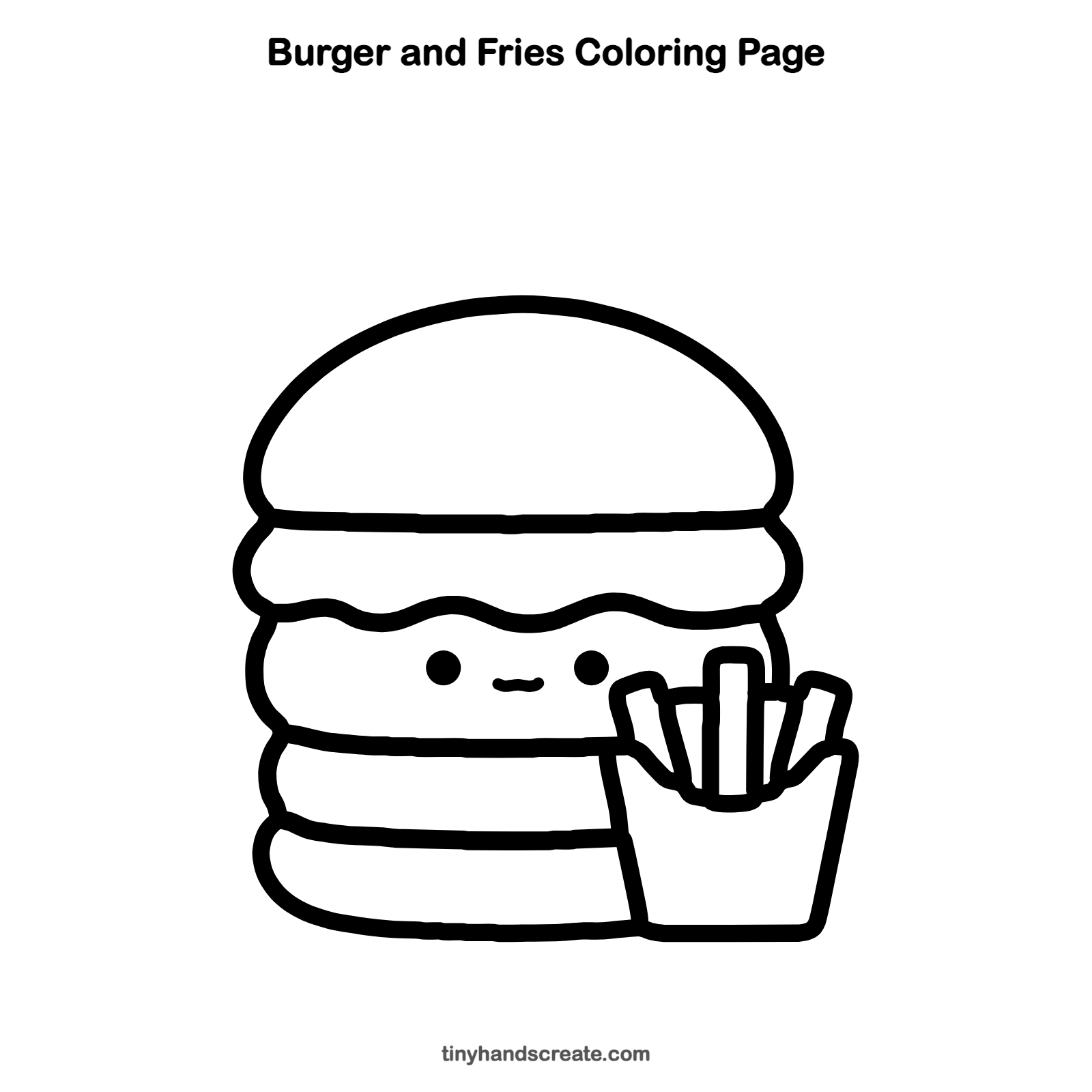 Free printable burger and fries coloring page for kids
