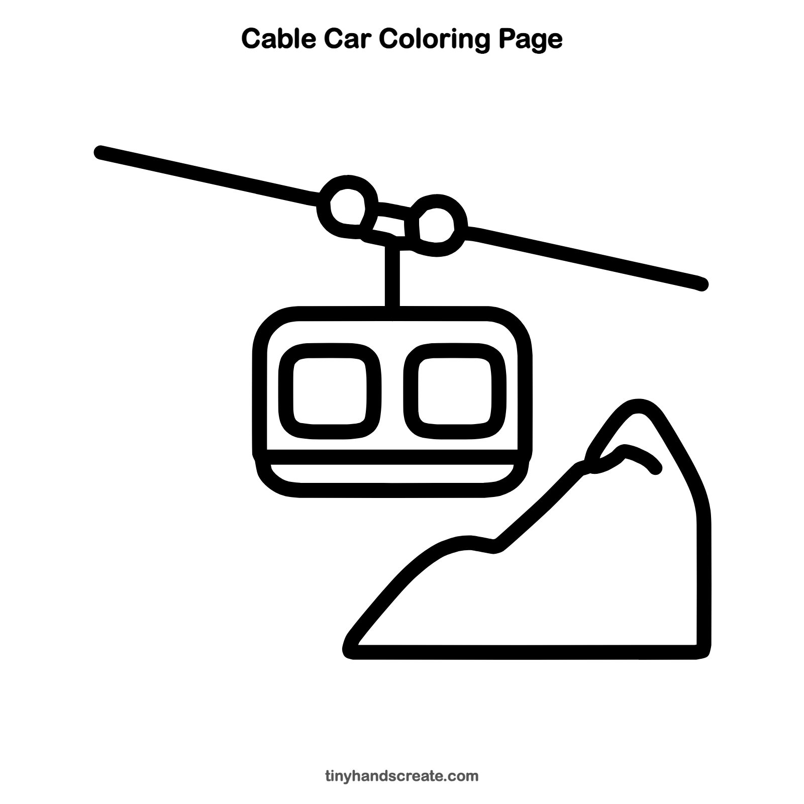 Free printable cable car coloring page for kids
