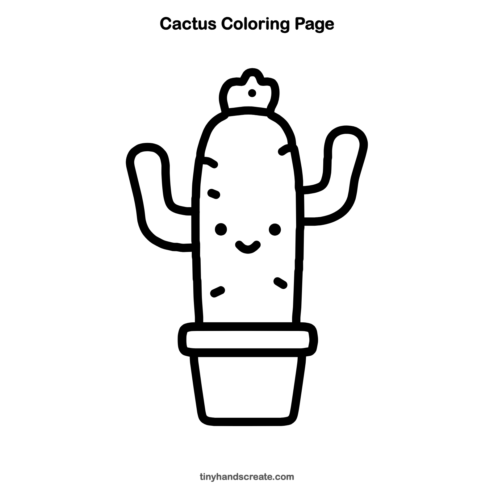Free printable cactus coloring page for kids