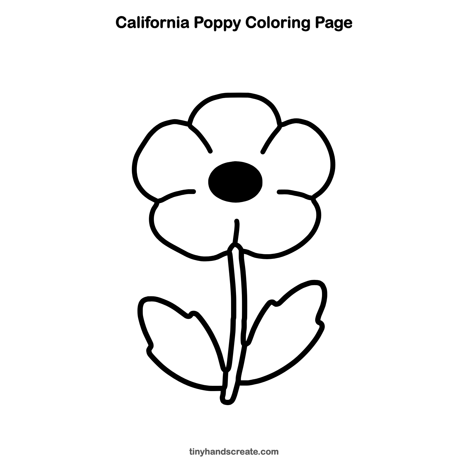 Free printable California poppy coloring page for kids