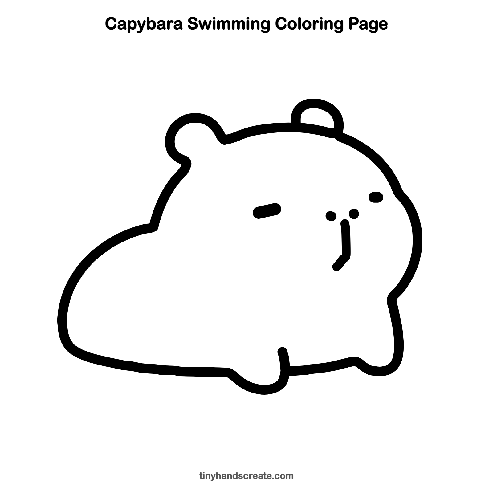 Free printable capybara swimming coloring page for kids