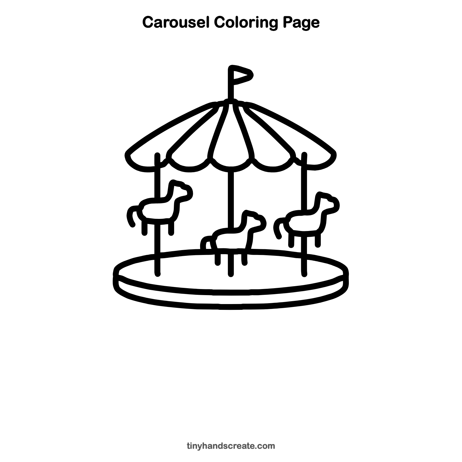 Free printable carousel coloring page for kids