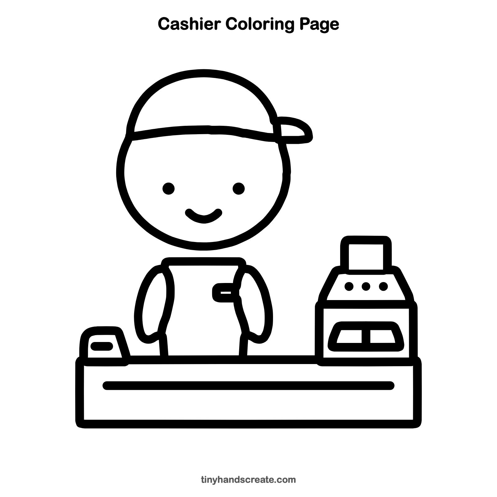 Free printable cashier coloring page for kids