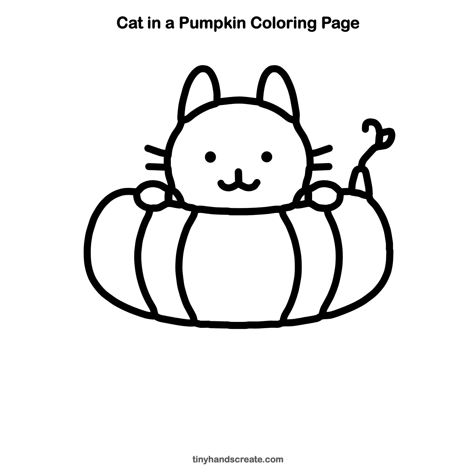 Free printable cat in a pumpkin coloring page for kids