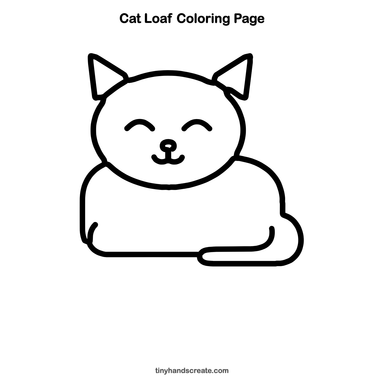 Free printable cat loaf coloring page for kids