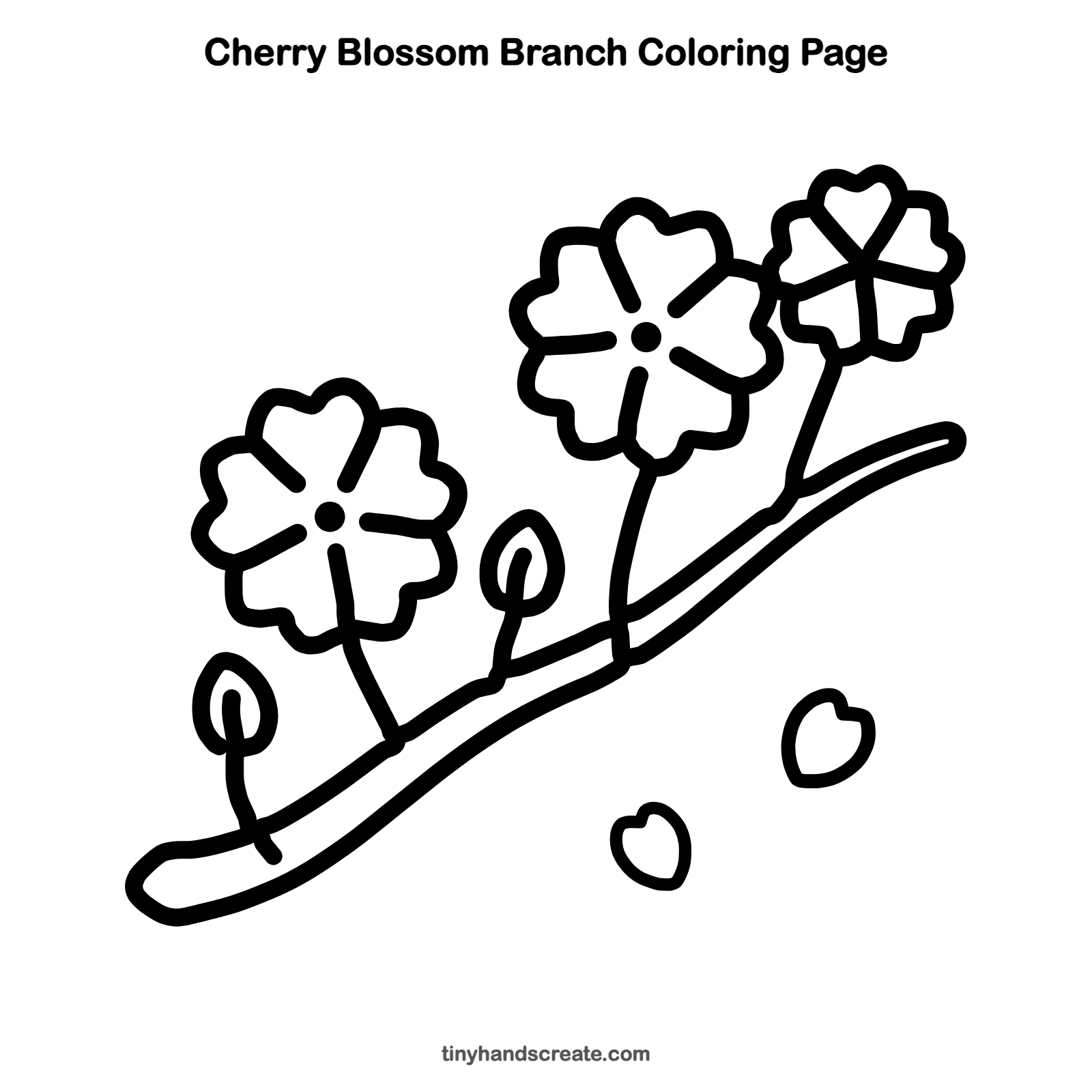 Free printable cherry blossom branch coloring page for kids