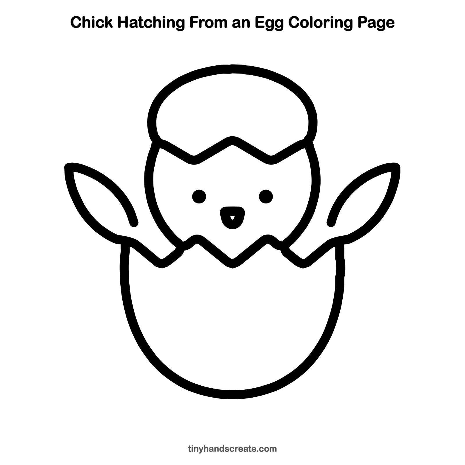 Free printable chick hatching from an egg coloring page for kids