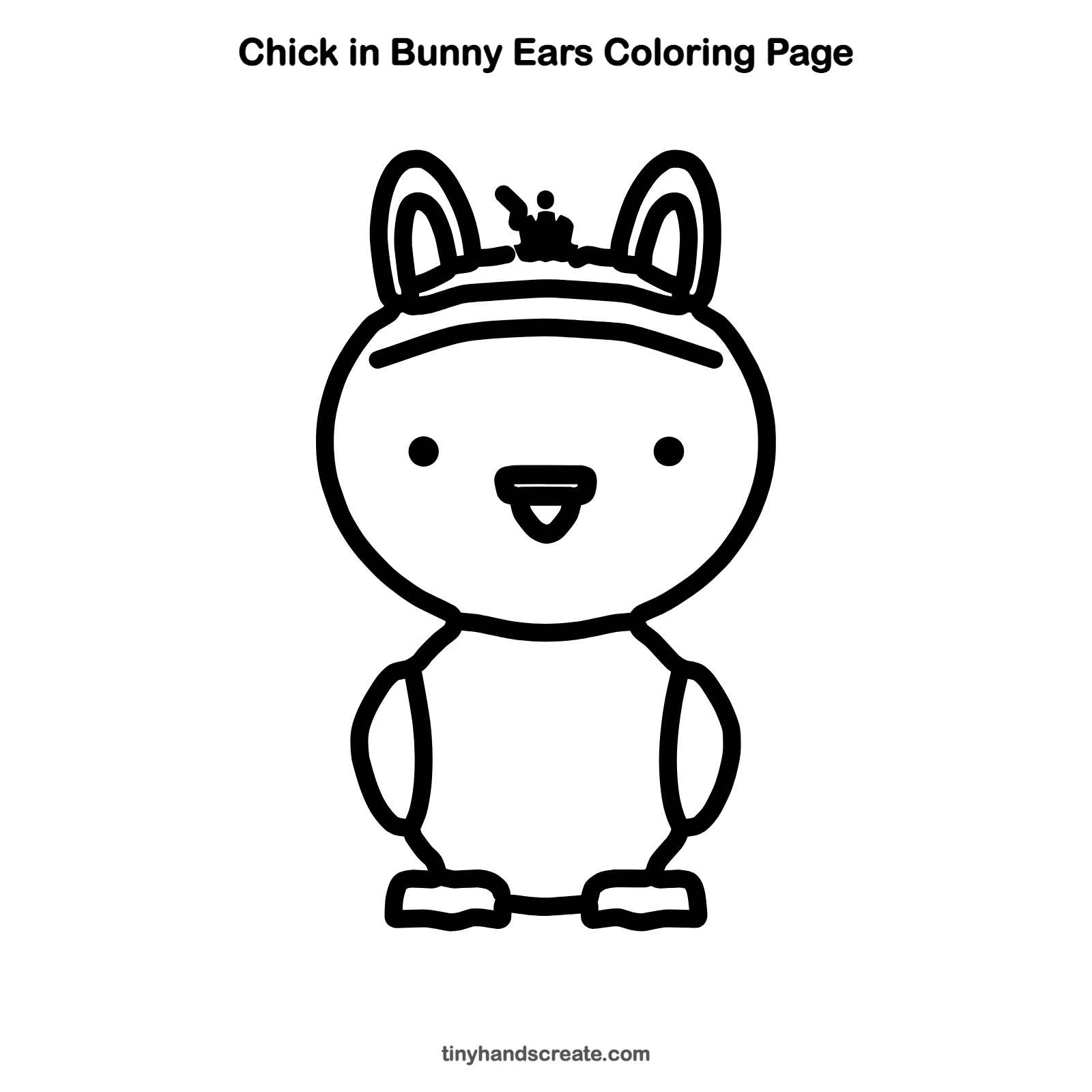 Free printable chick in bunny ears coloring page for kids