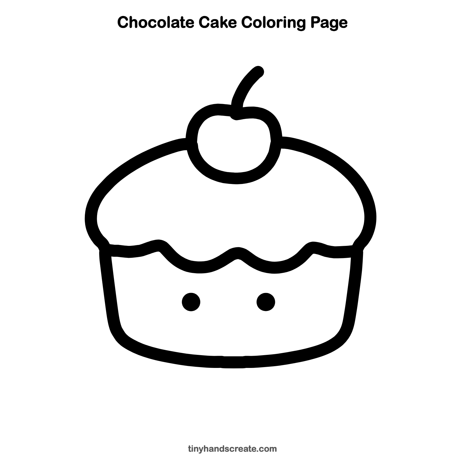Free printable chocolate cake coloring page for kids