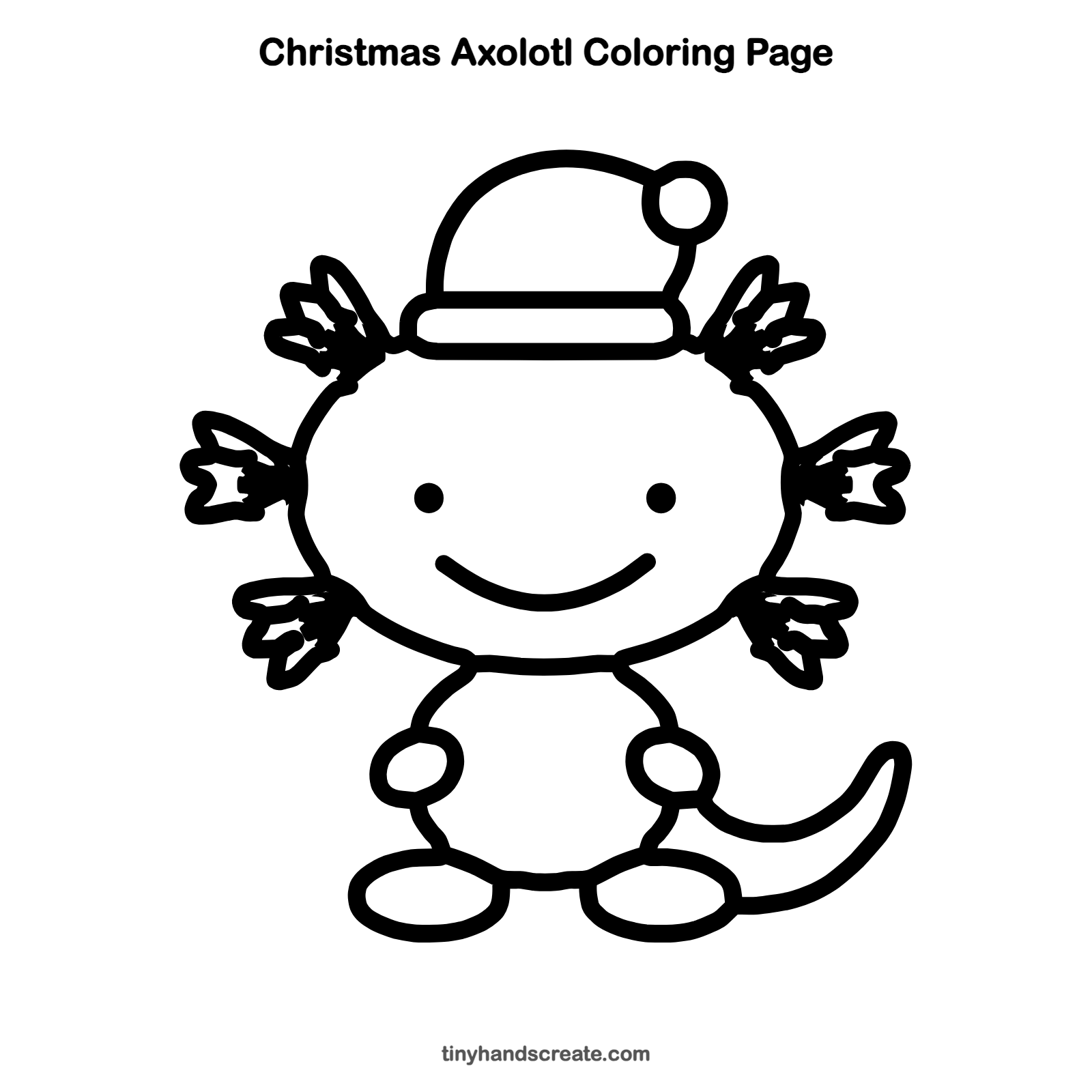 Free printable Christmas axolotl coloring page for kids
