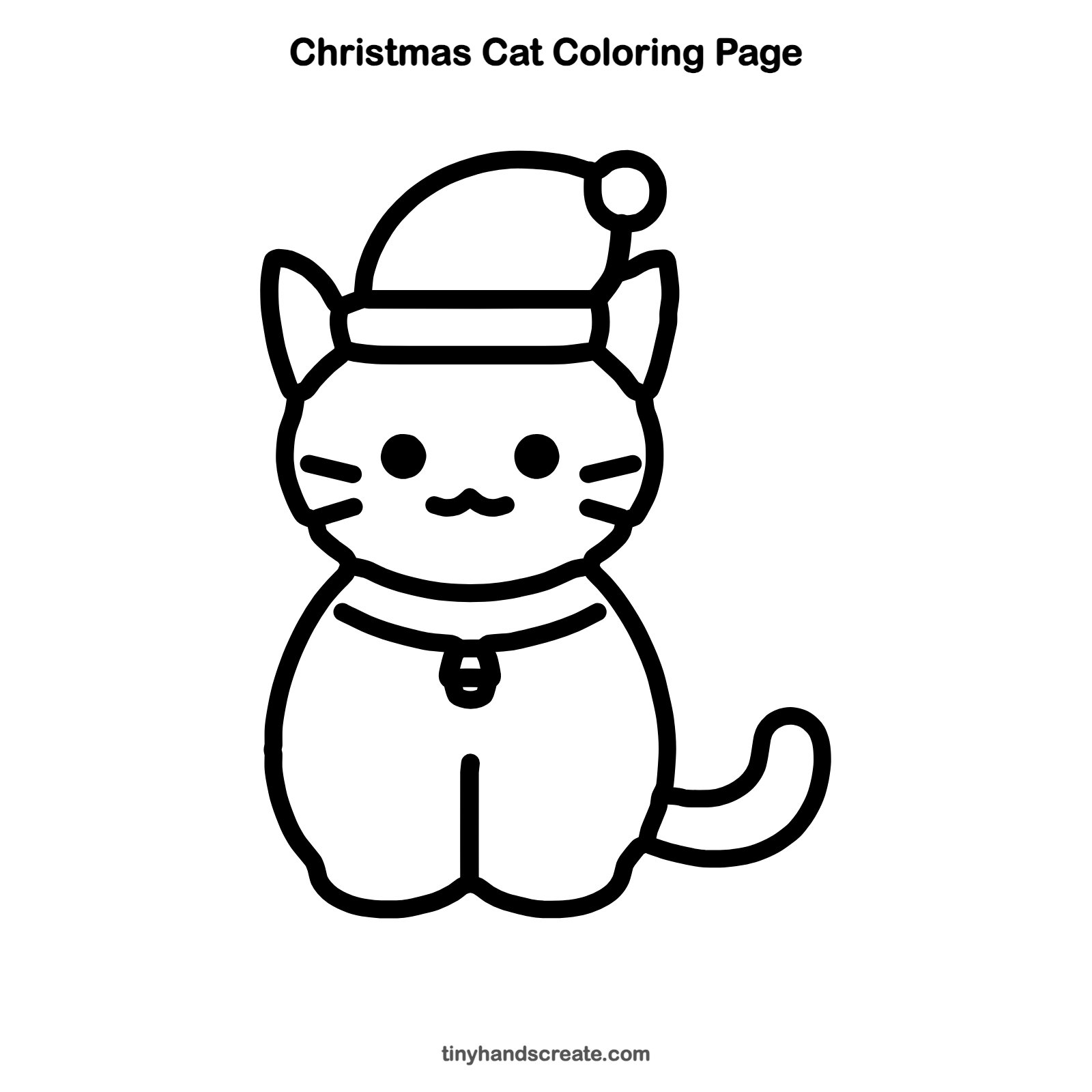 Free printable Christmas cat coloring page for kids