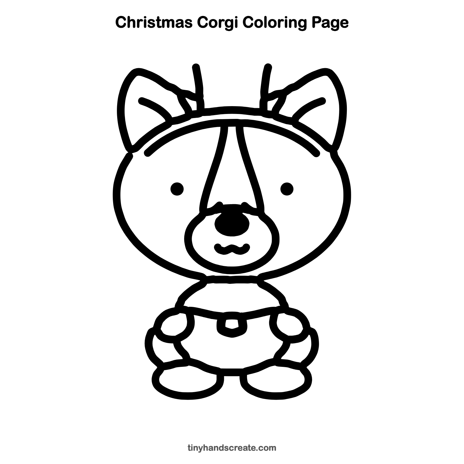 Free printable Christmas corgi coloring page for kids