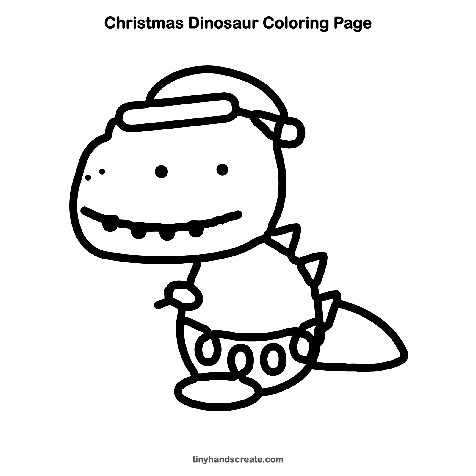 Free printable Christmas dinosaur coloring page for kids