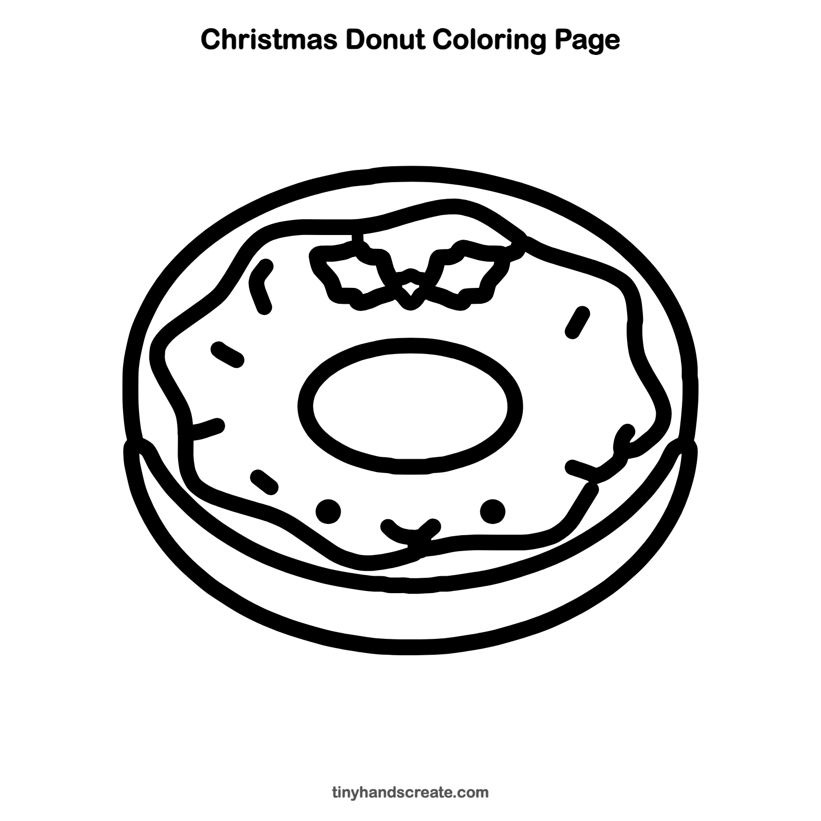Free printable Christmas donut coloring page for kids