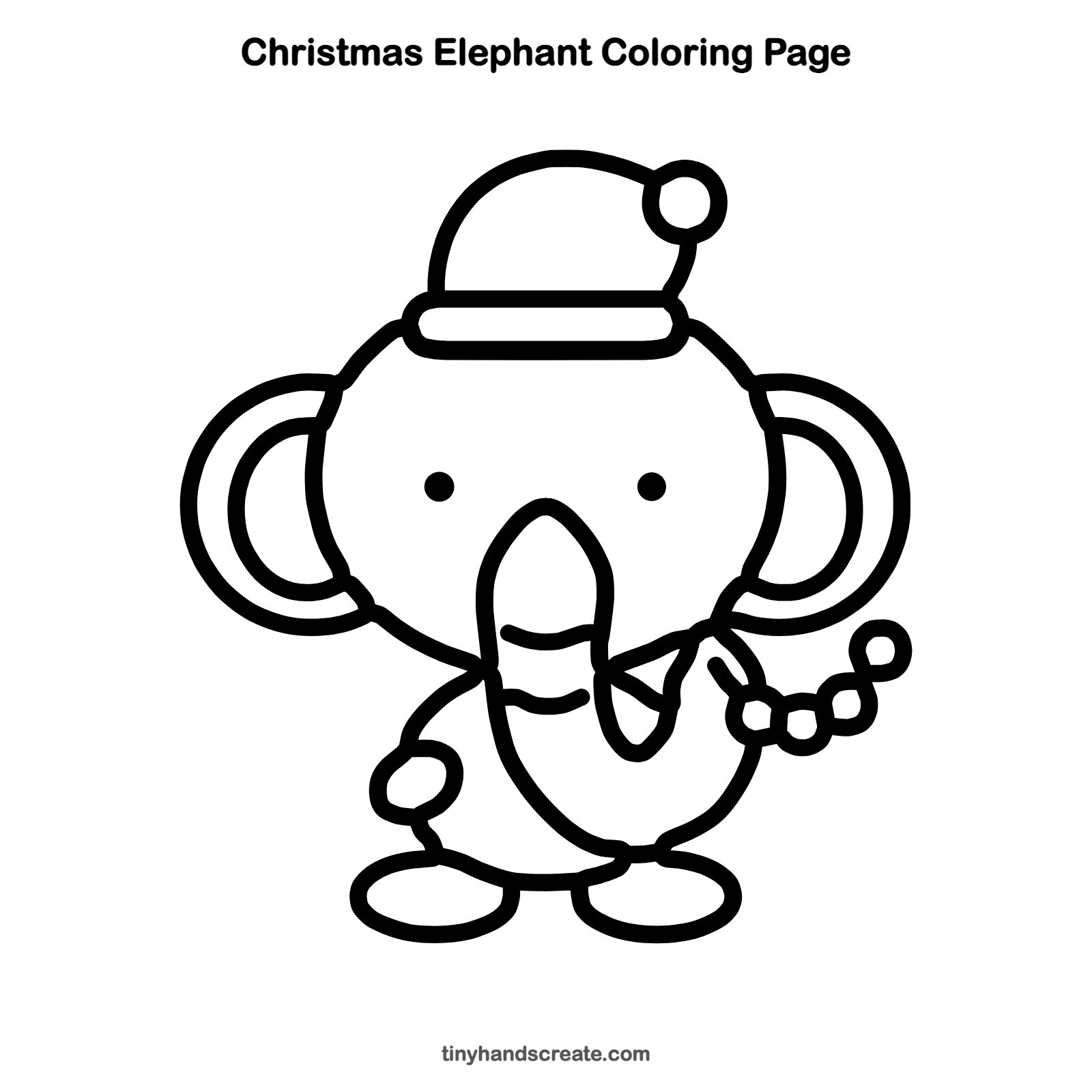 Free printable Christmas elephant coloring page for kids