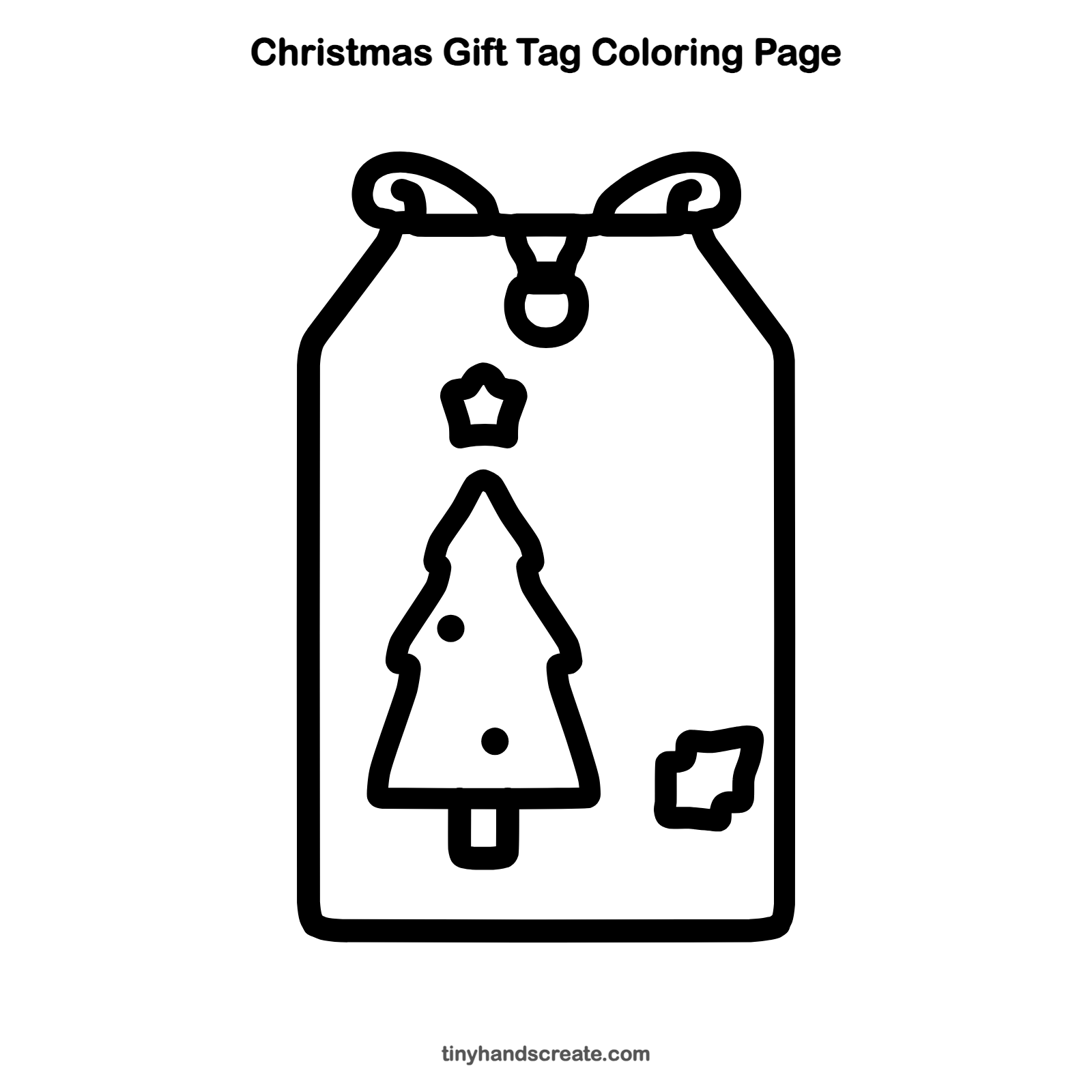 Free printable Christmas gift tag coloring page for kids