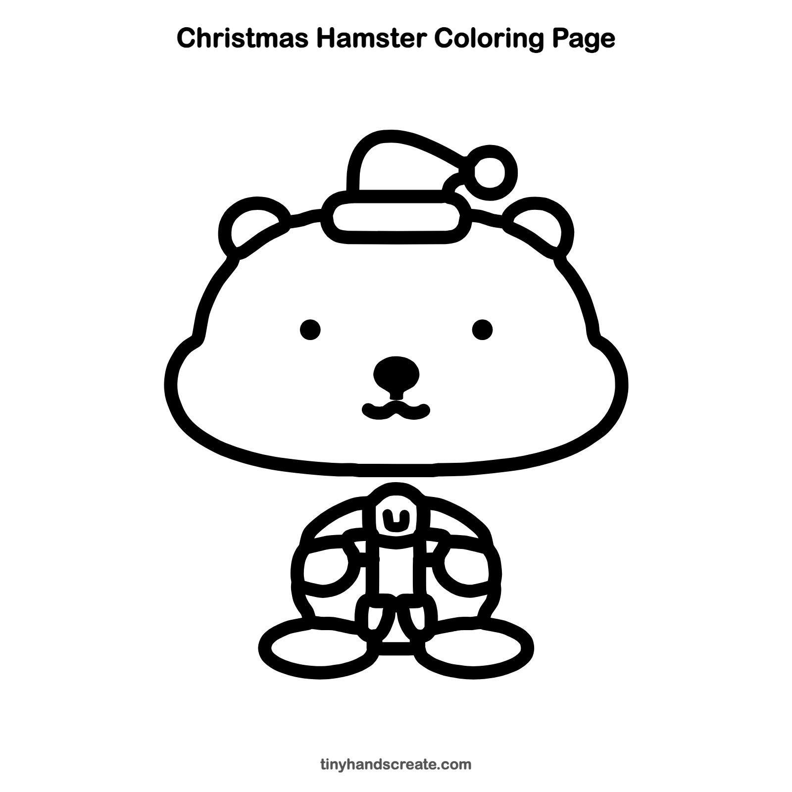 Free printable Christmas hamster coloring page for kids