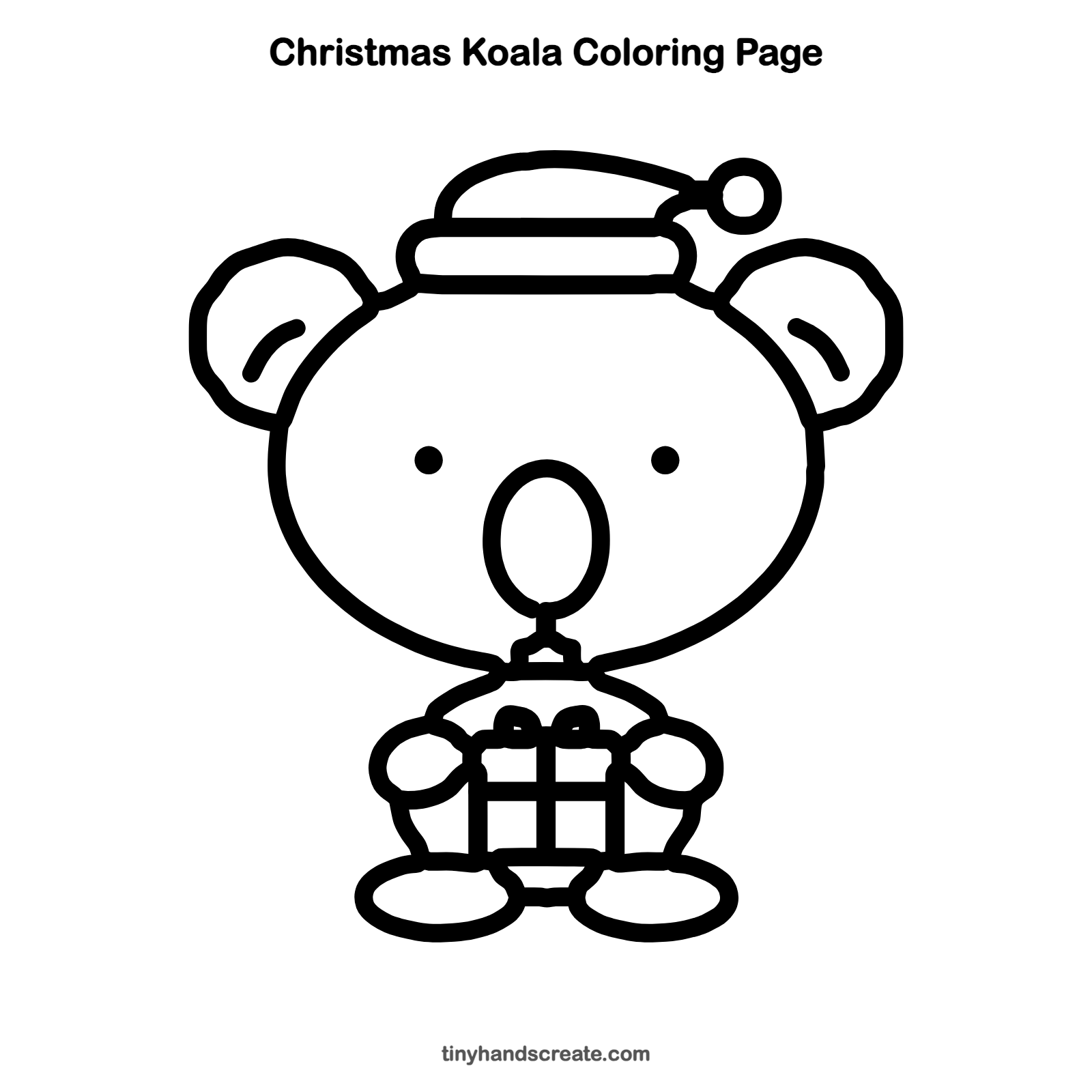 Free printable Christmas koala coloring page for kids