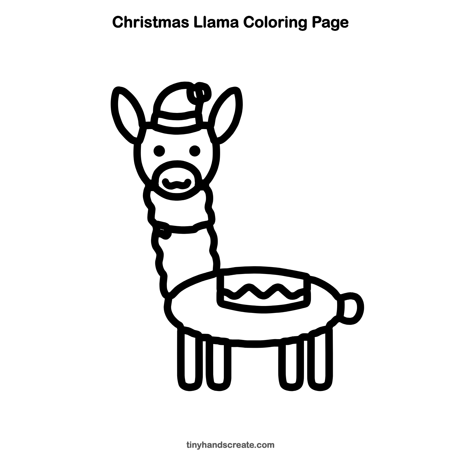 Free printable Christmas llama coloring page for kids