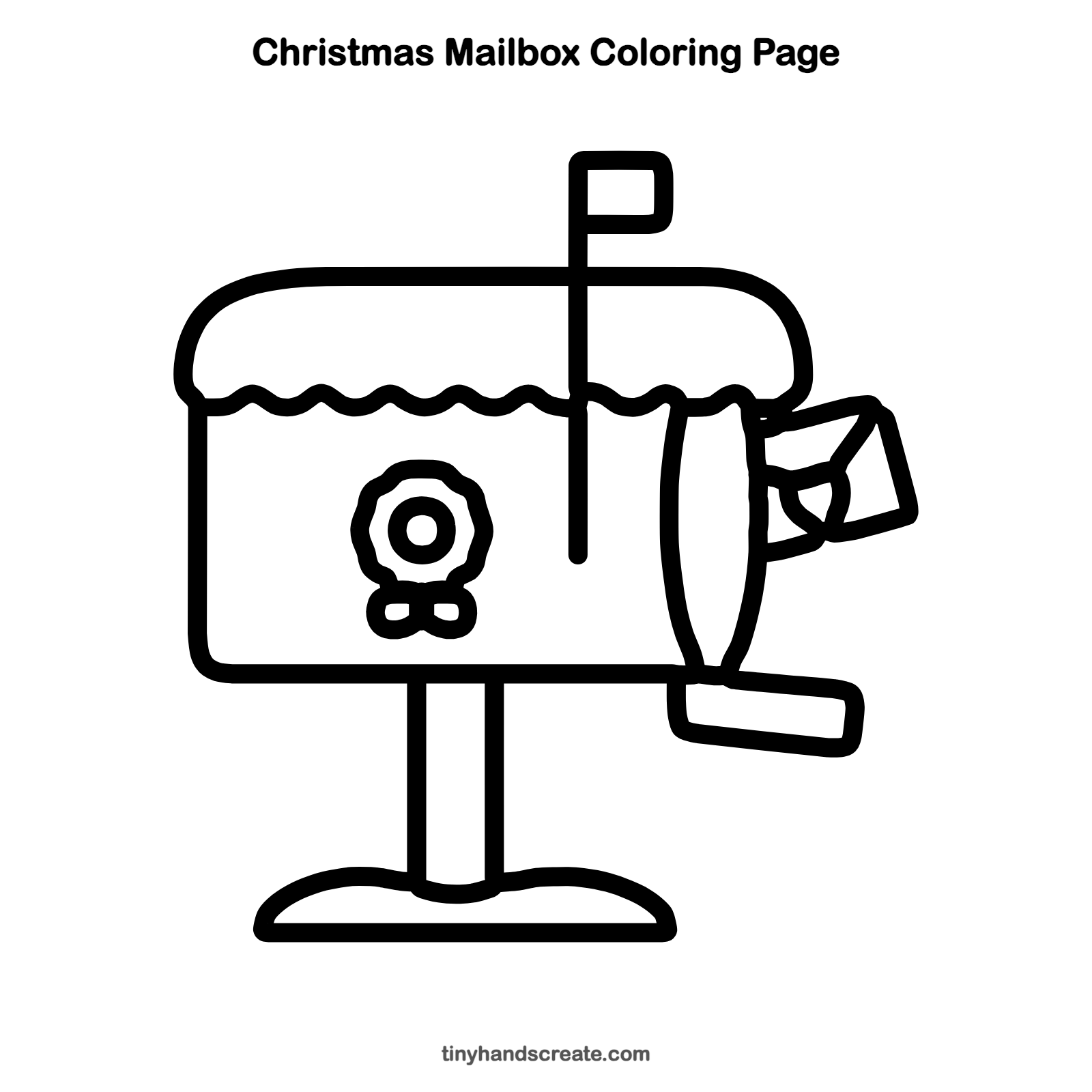 Free printable Christmas mailbox coloring page for kids