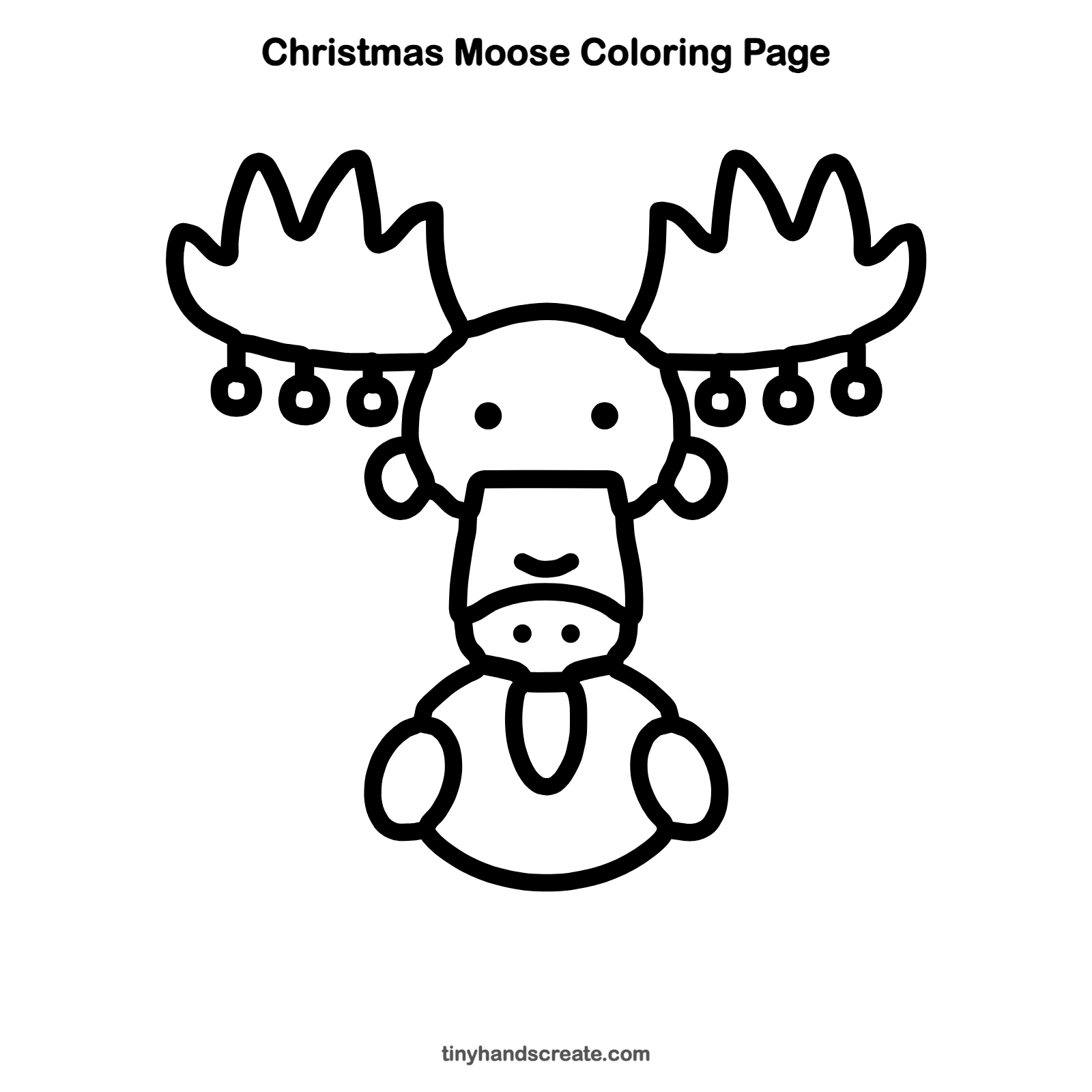 Free printable Christmas moose coloring page for kids