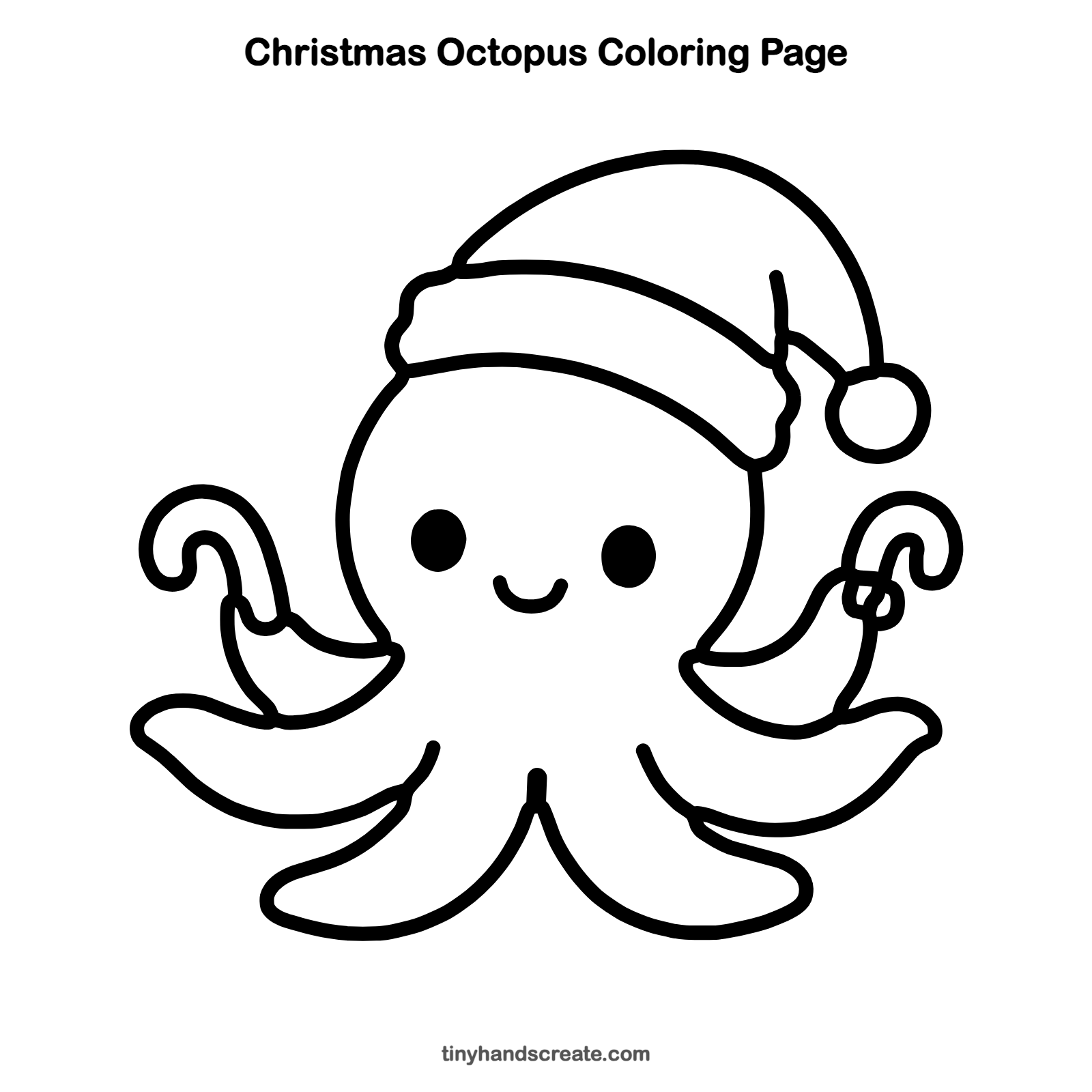 Free printable Christmas octopus coloring page for kids