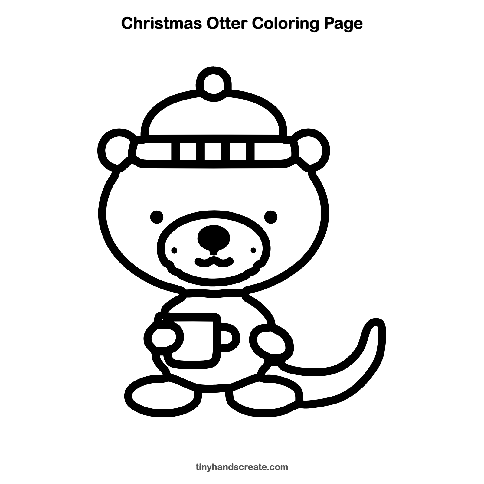Free printable Christmas otter coloring page for kids