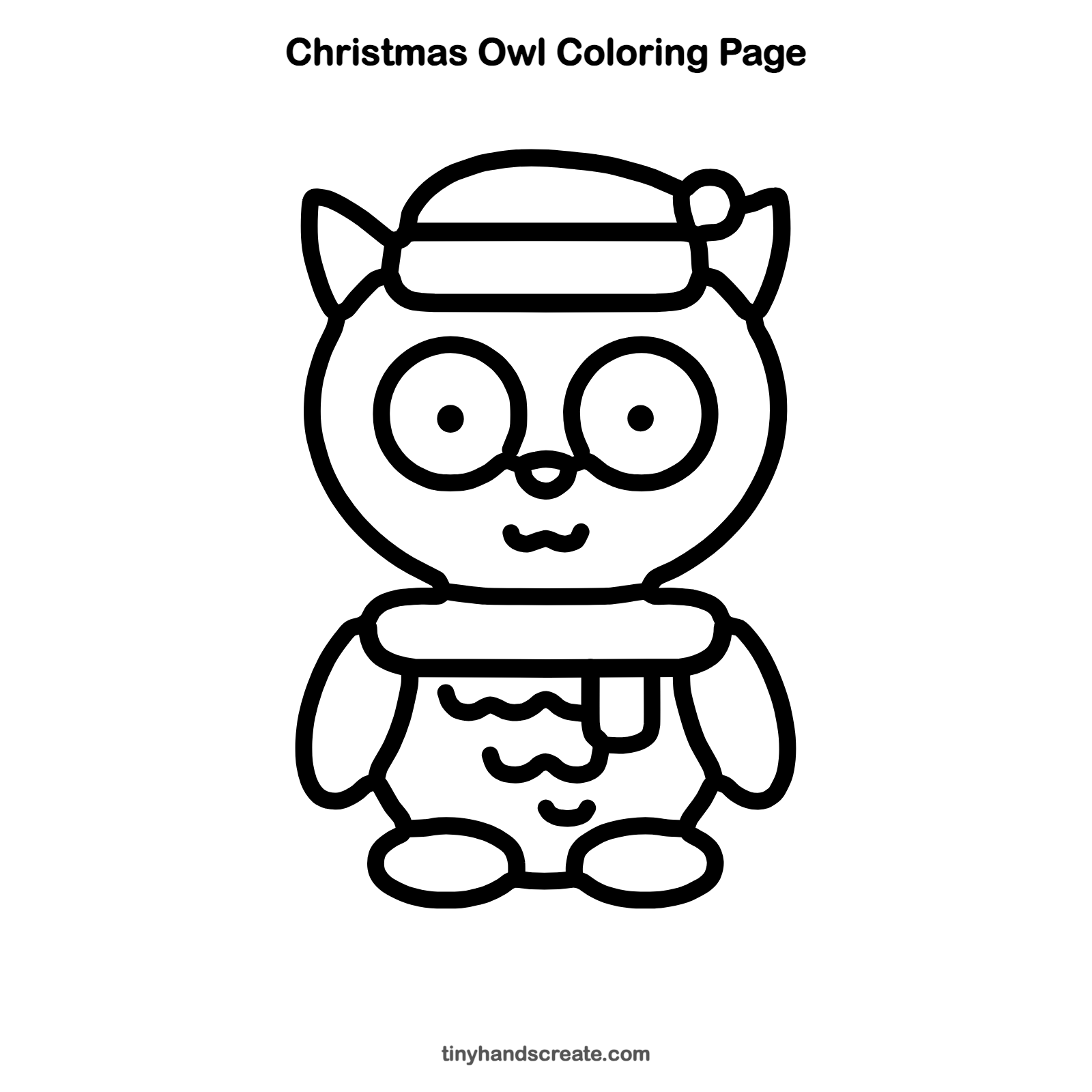 Free printable Christmas owl coloring page for kids