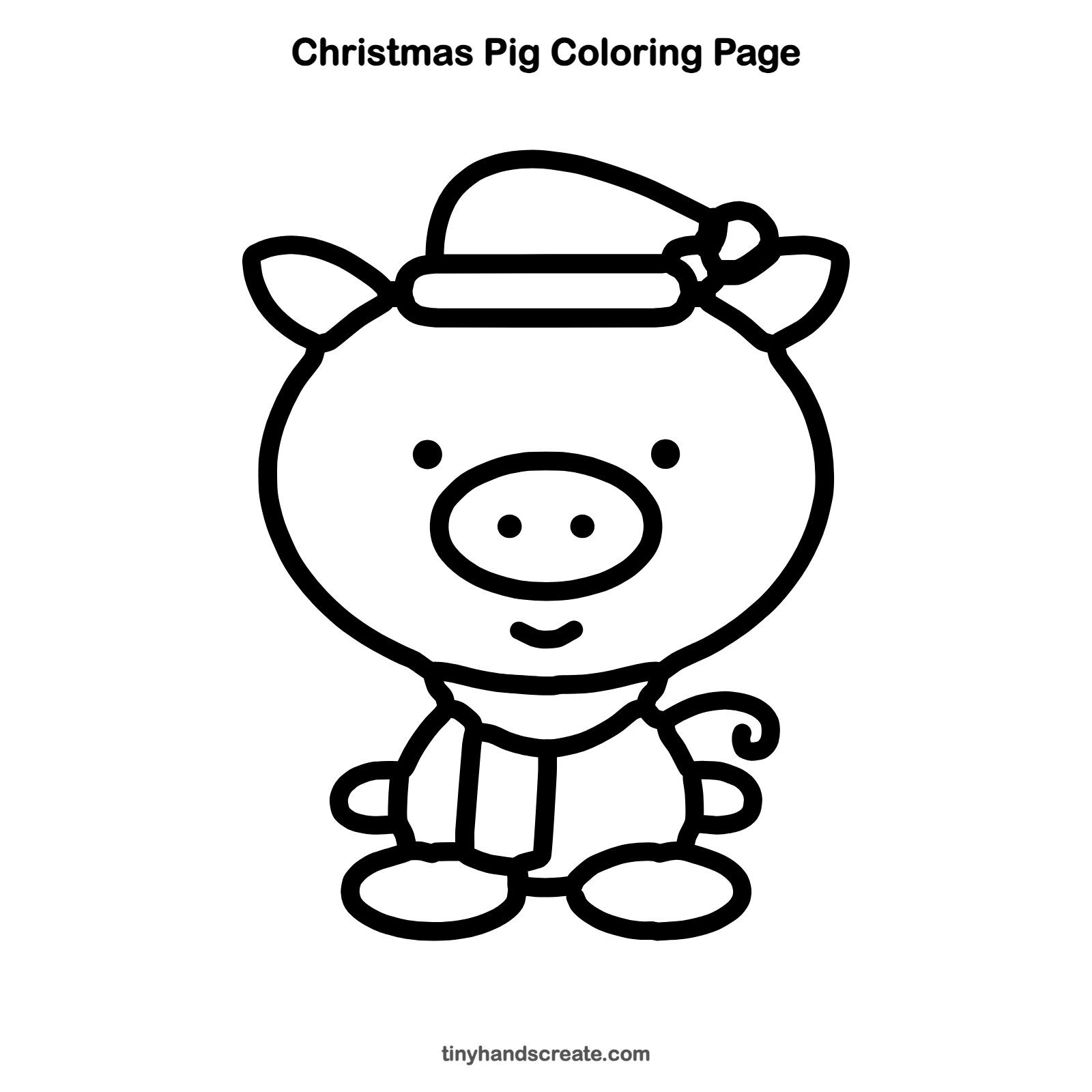 Free printable Christmas pig coloring page for kids