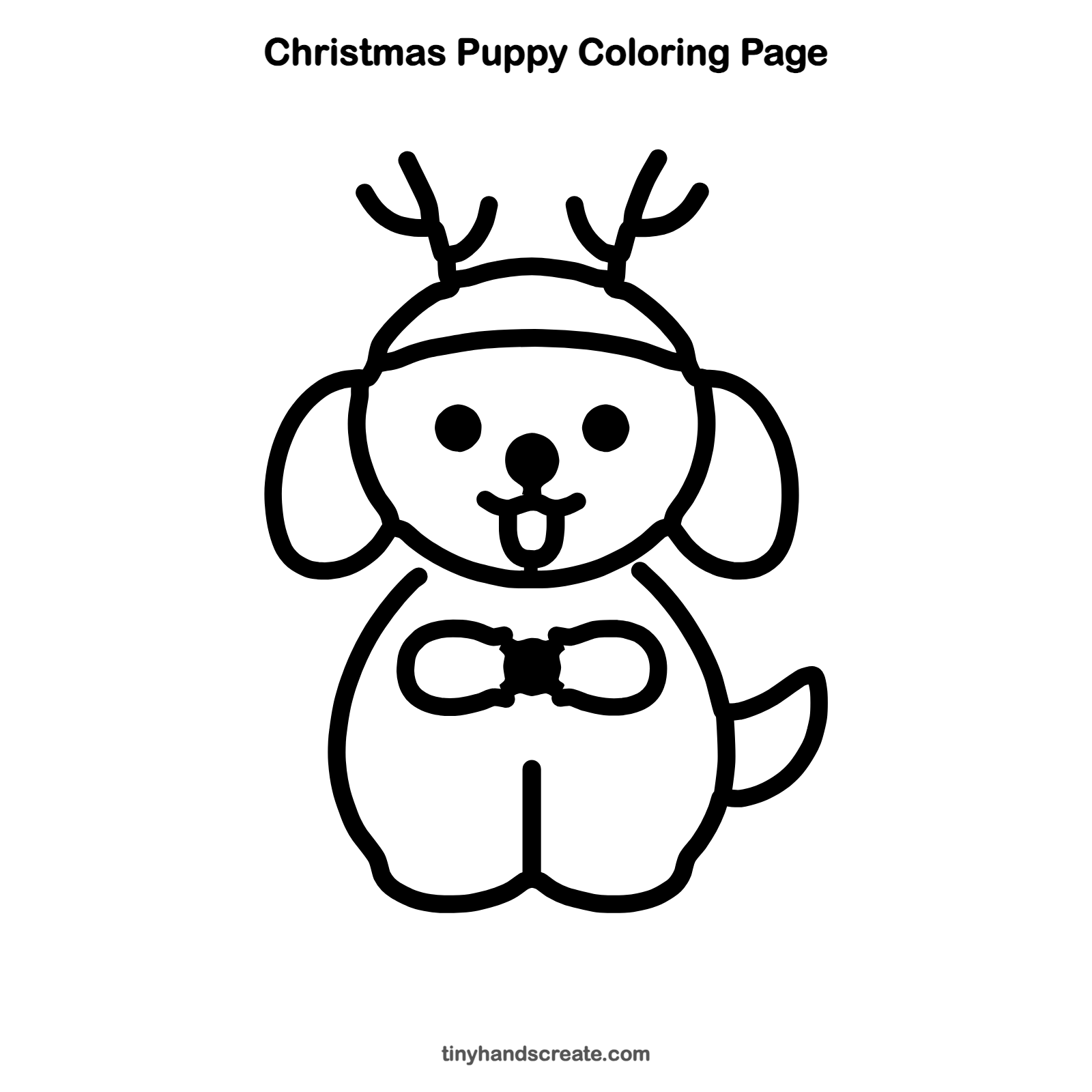 Free printable Christmas puppy coloring page for kids
