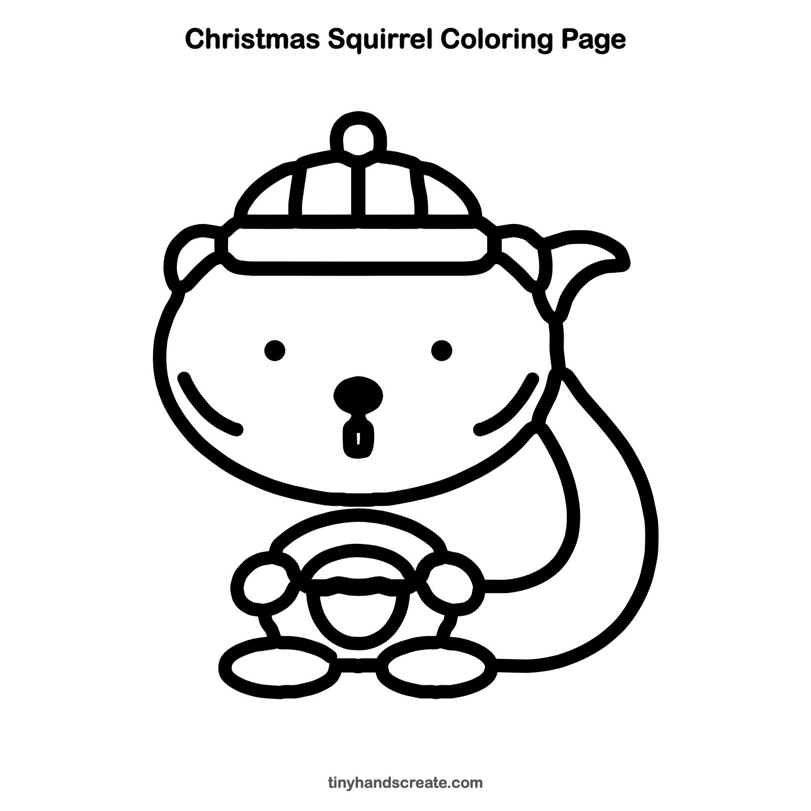 Free printable Christmas squirrel coloring page for kids