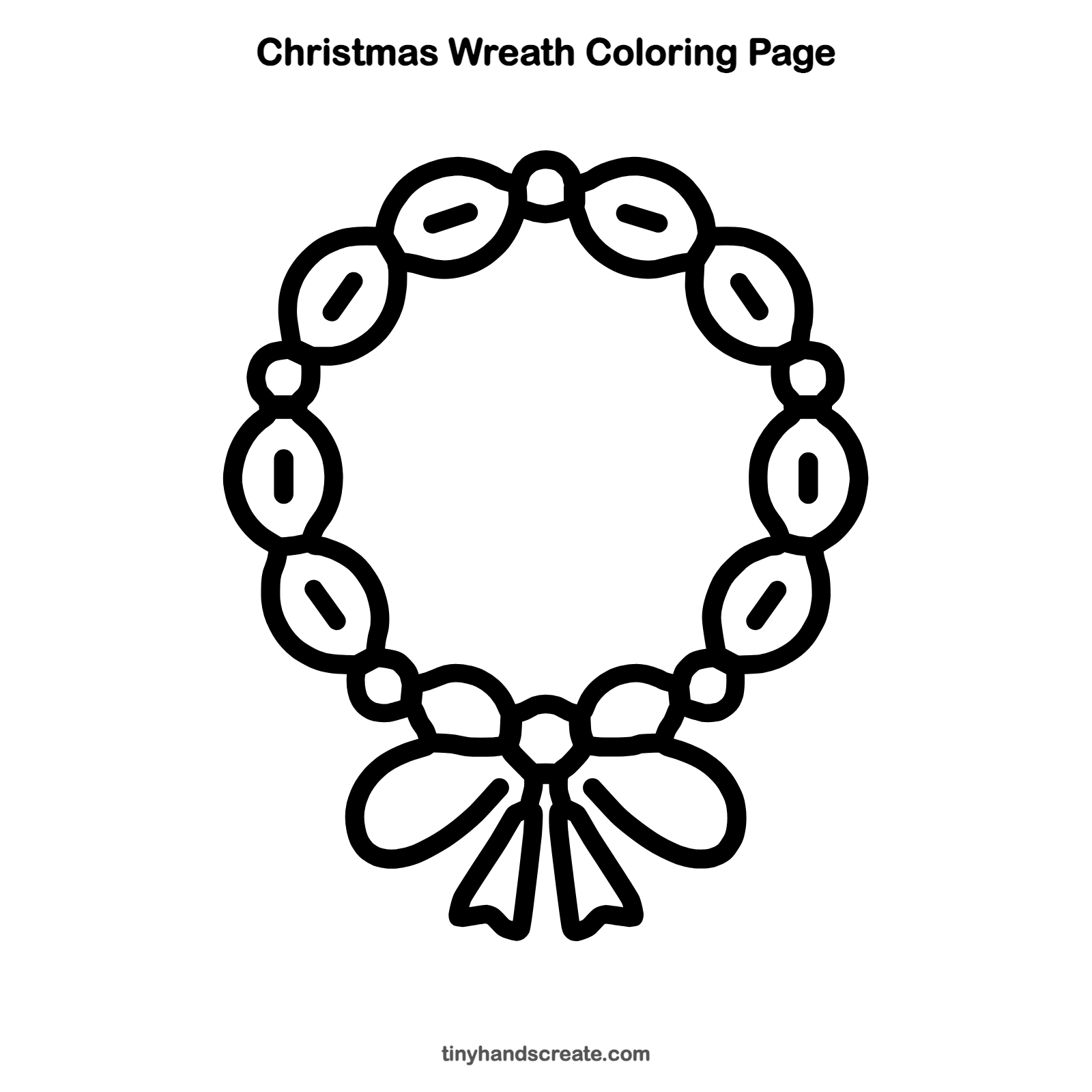 Free printable Christmas wreath coloring page for kids