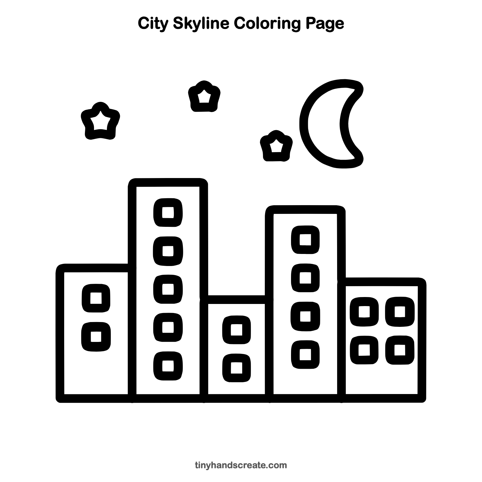 Free printable city skyline coloring page for kids