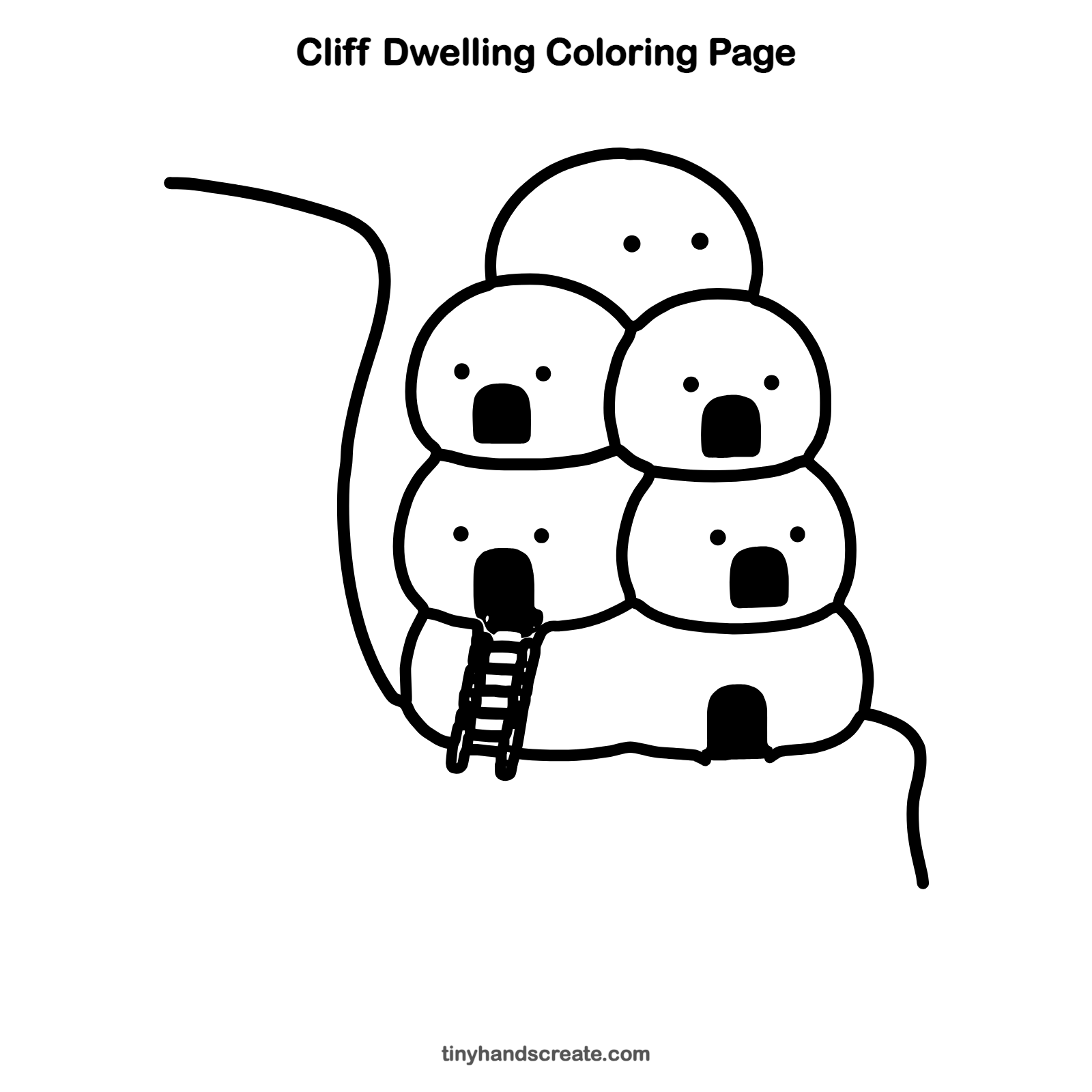 Free printable cliff dwelling coloring page for kids