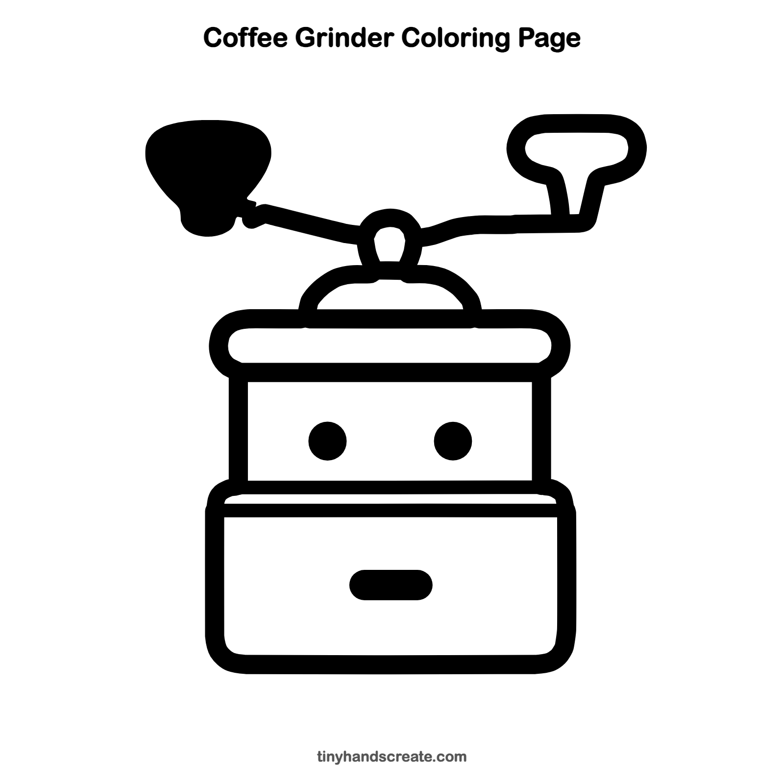 Free printable coffee grinder coloring page for kids