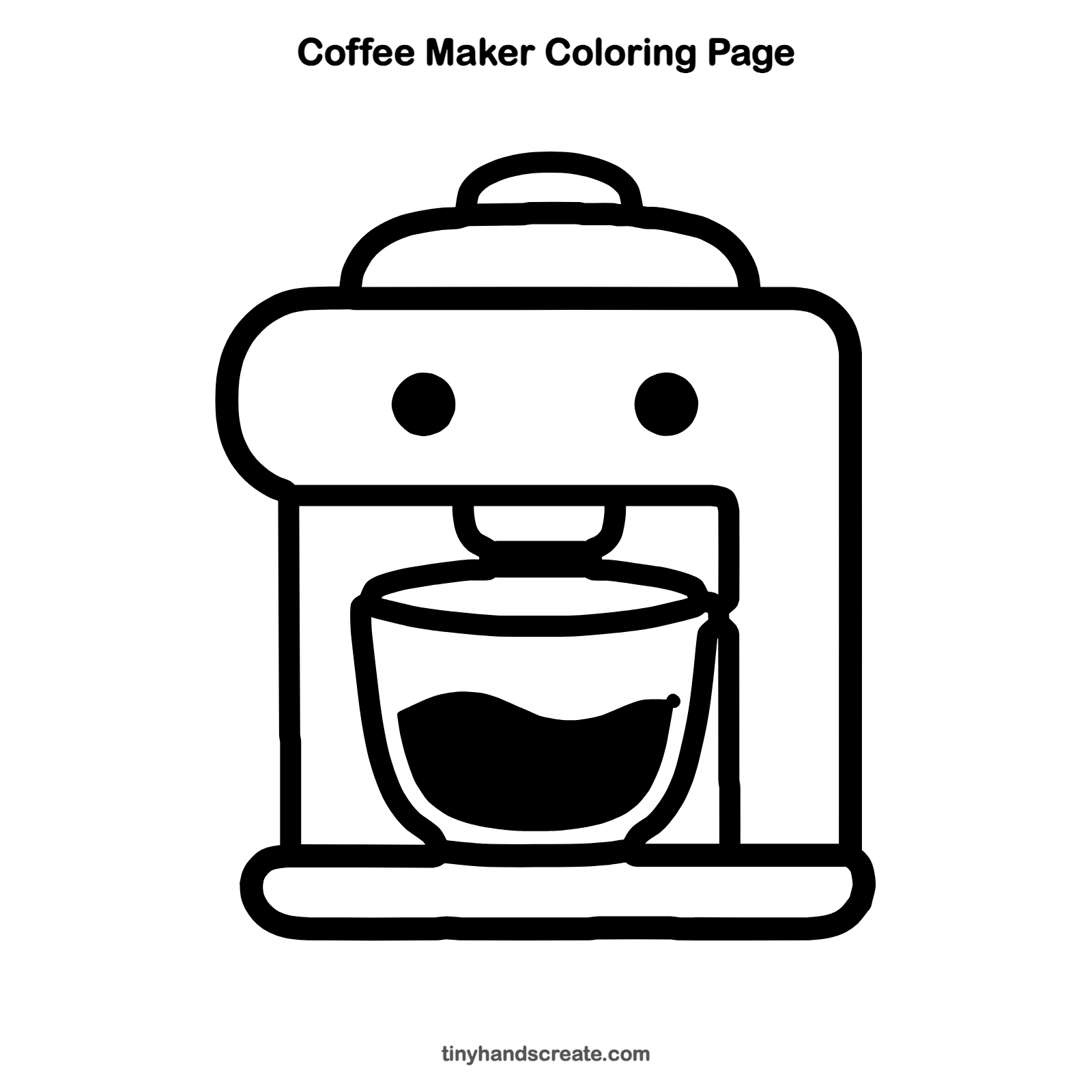 Free printable coffee maker coloring page for kids
