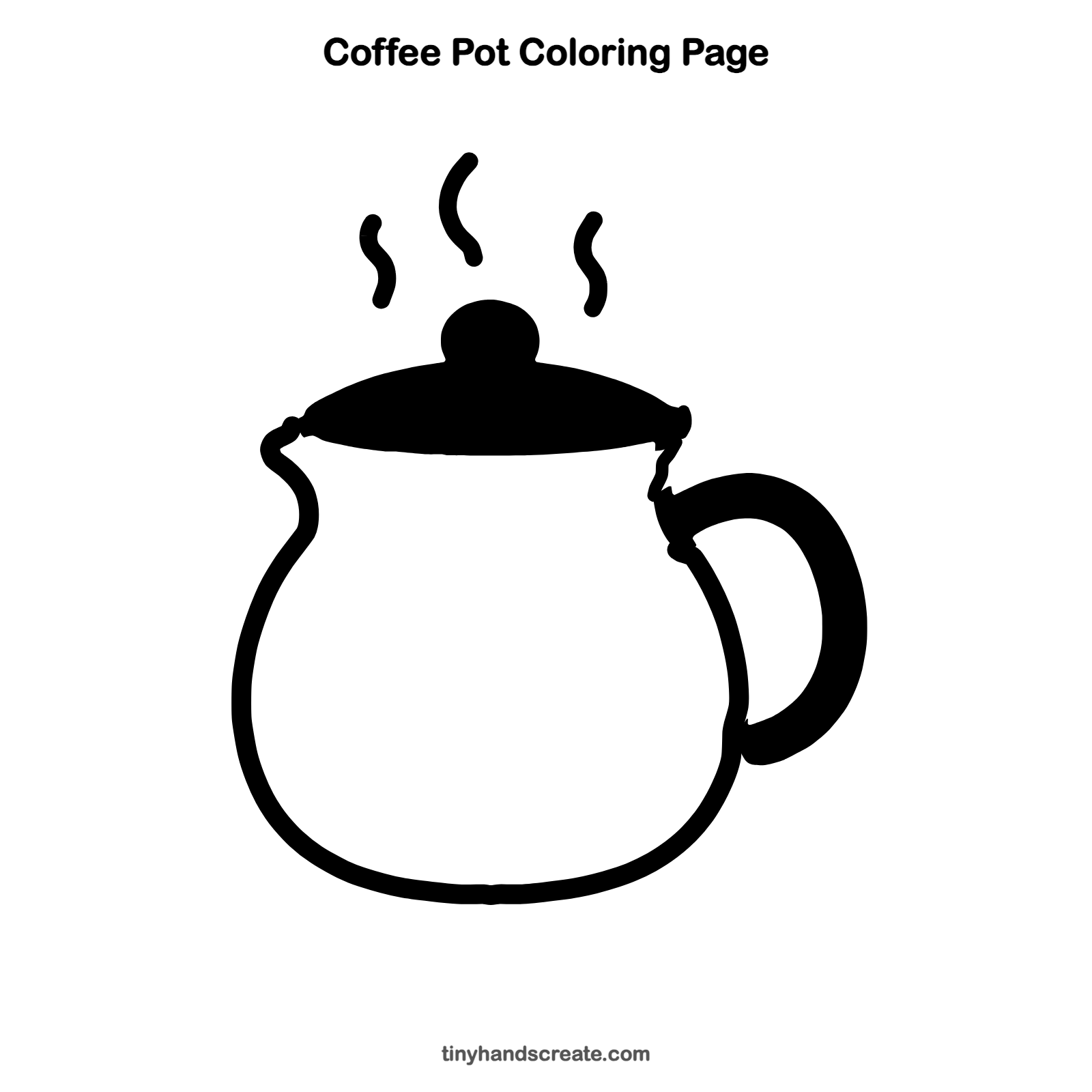 Free printable coffee pot coloring page for kids