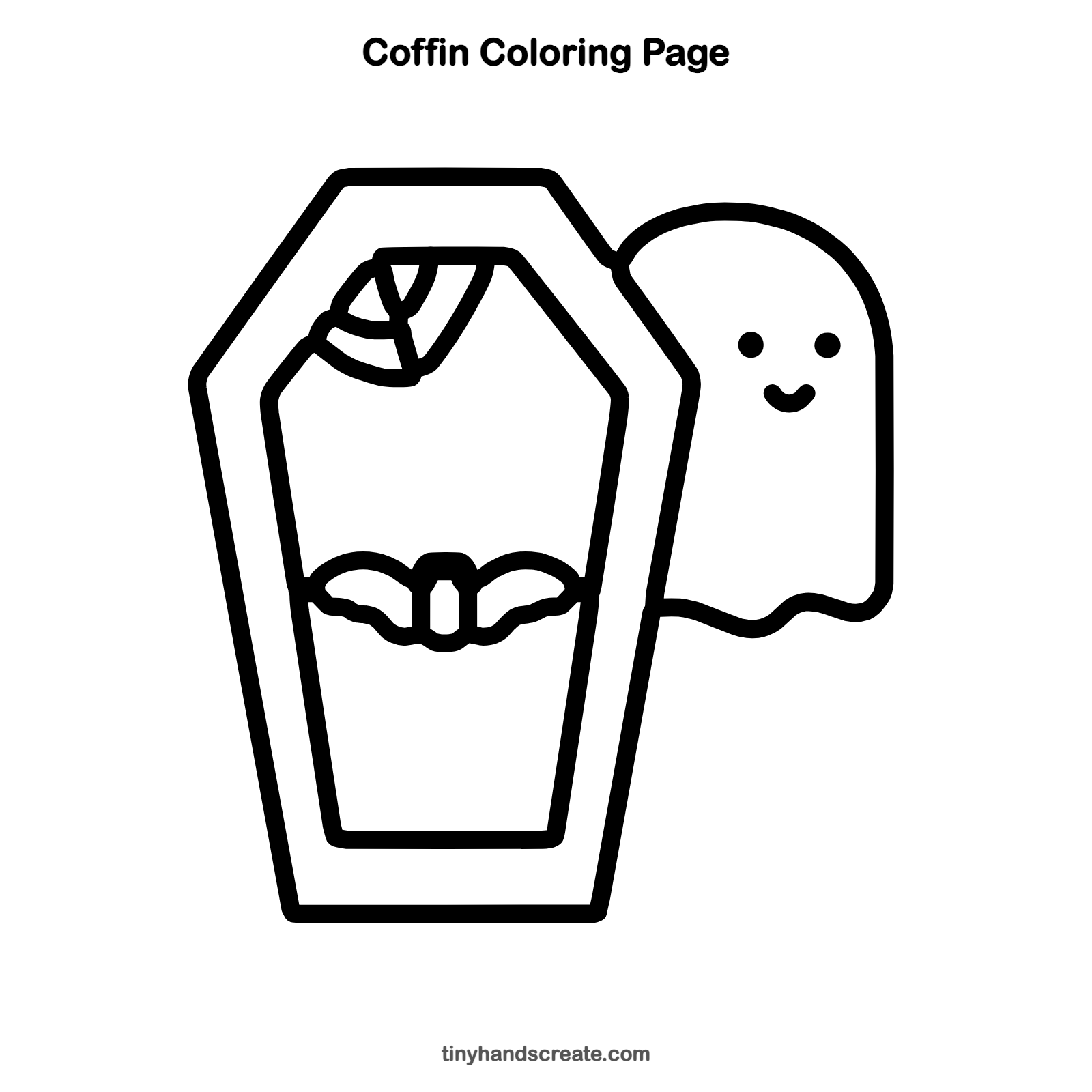 Free printable coffin coloring page for kids