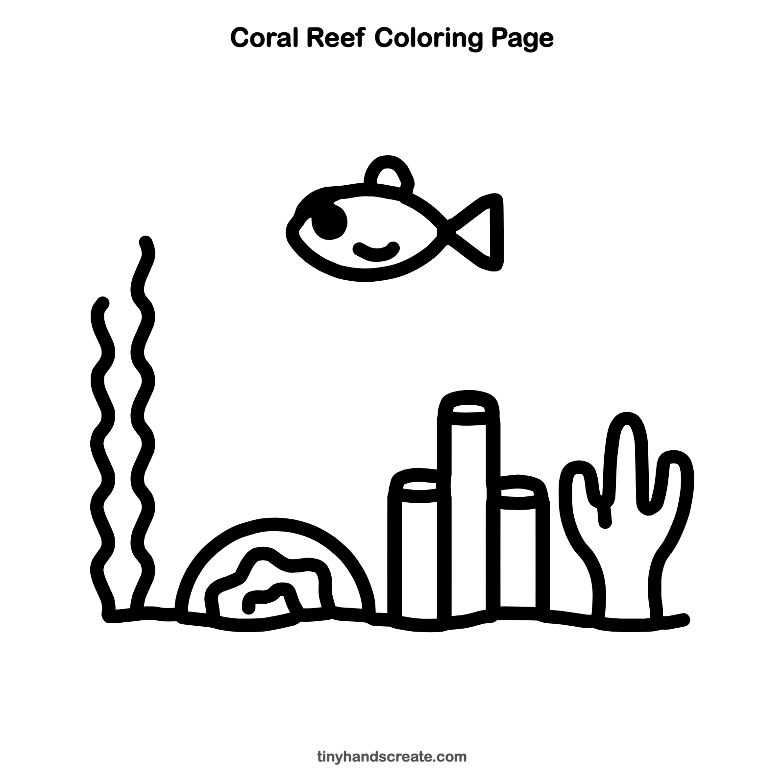 Free printable coral reef coloring page for kids