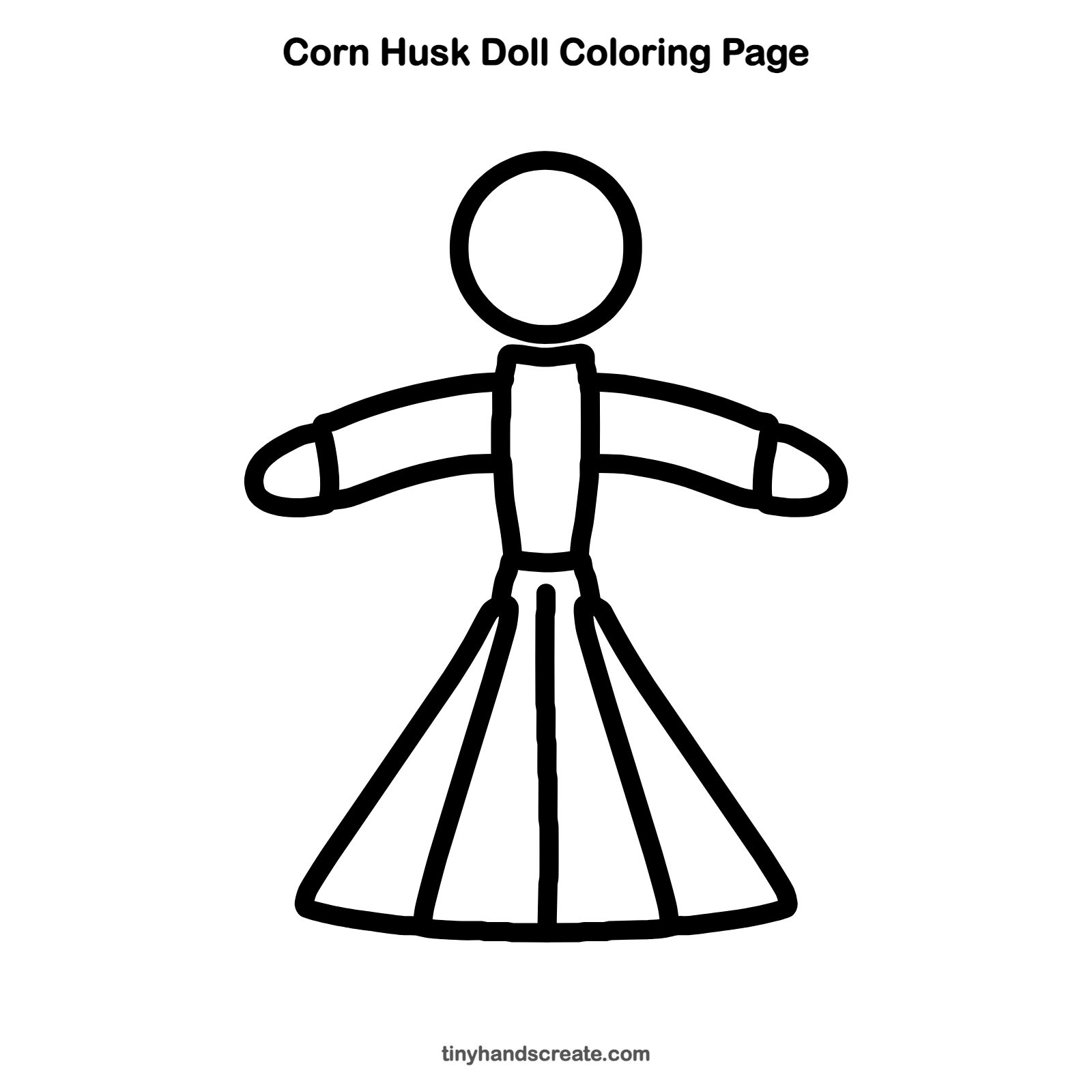 Free printable corn husk doll coloring page for kids