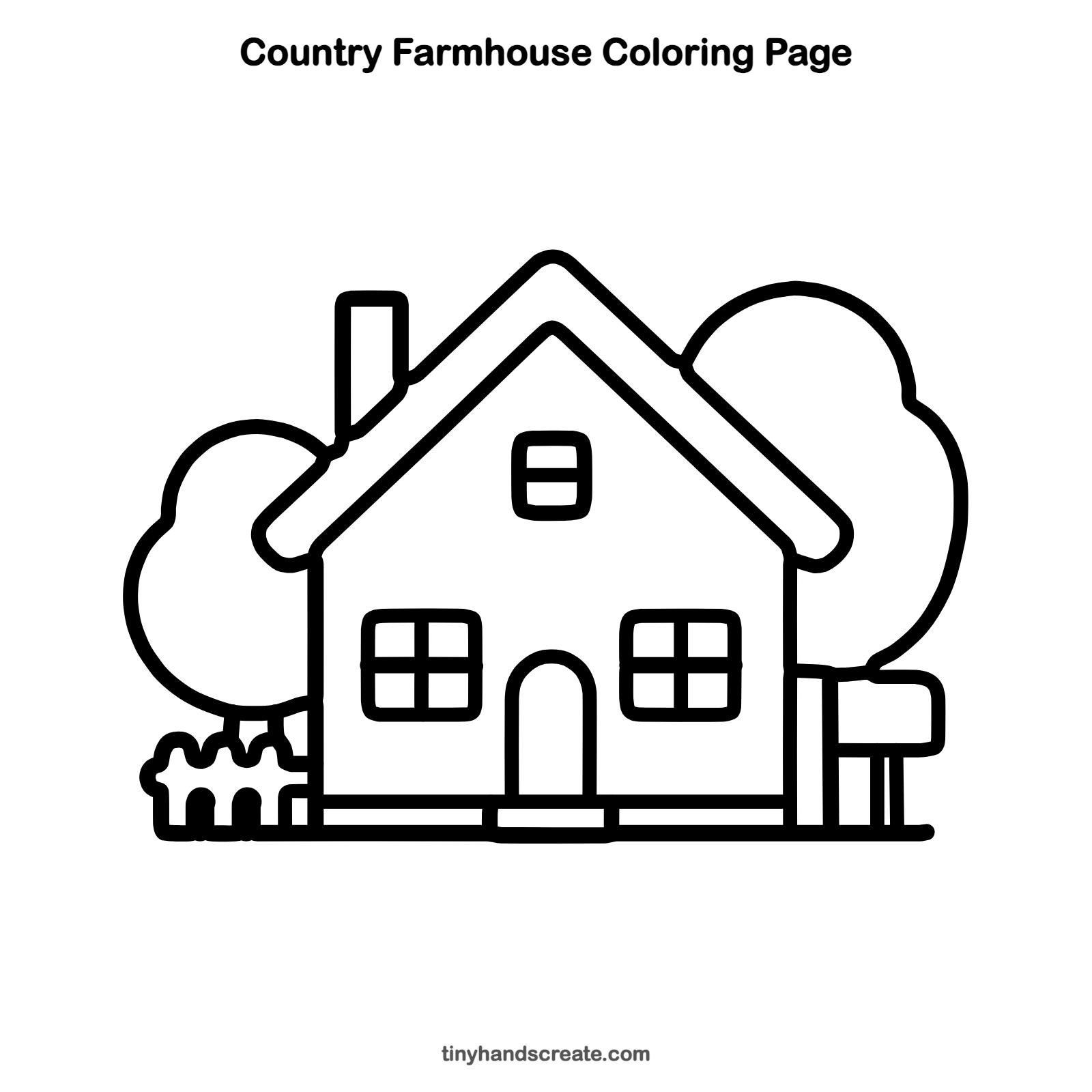 Free printable country farmhouse coloring page for kids