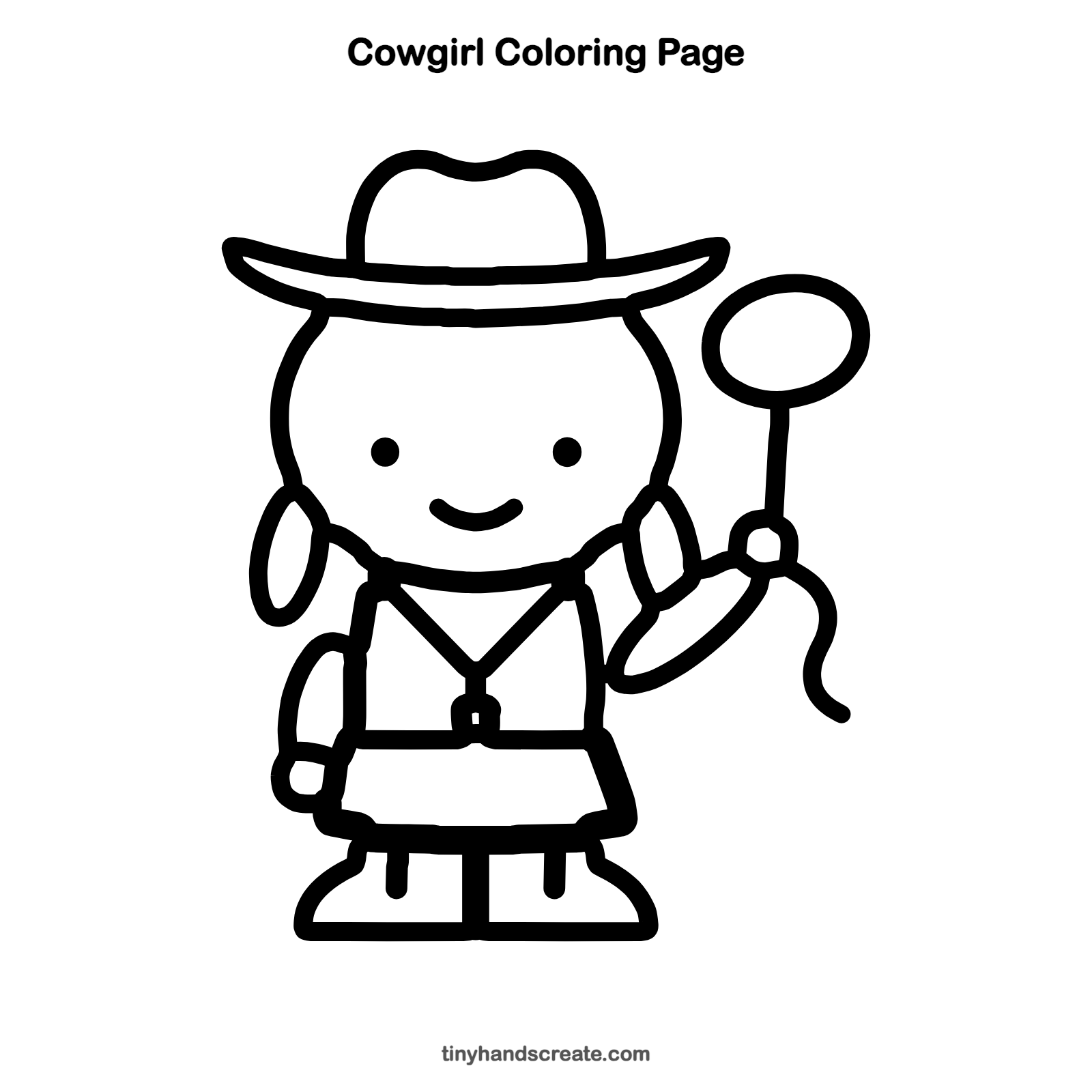 Free printable cowgirl coloring page for kids