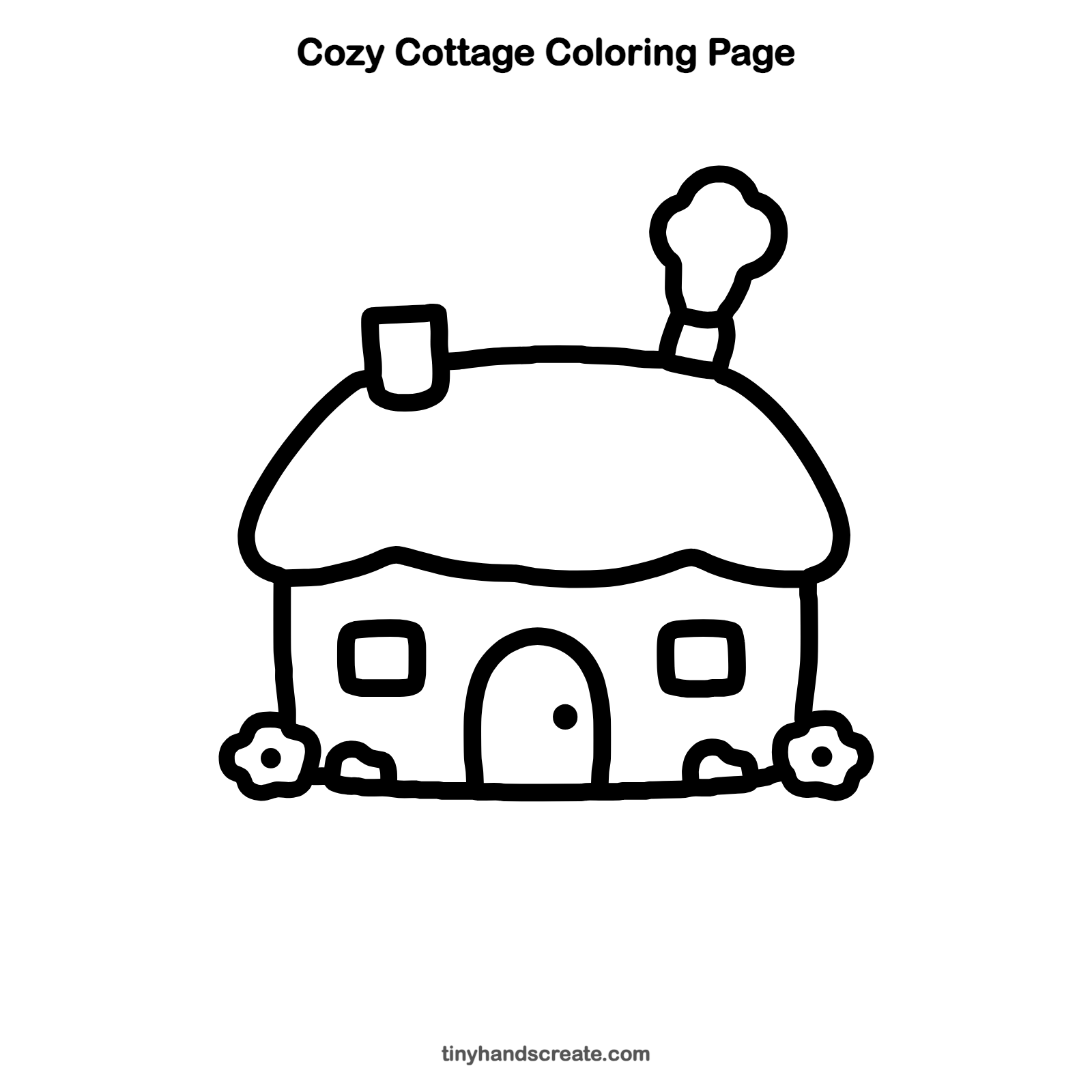 Free printable cozy cottage coloring page for kids