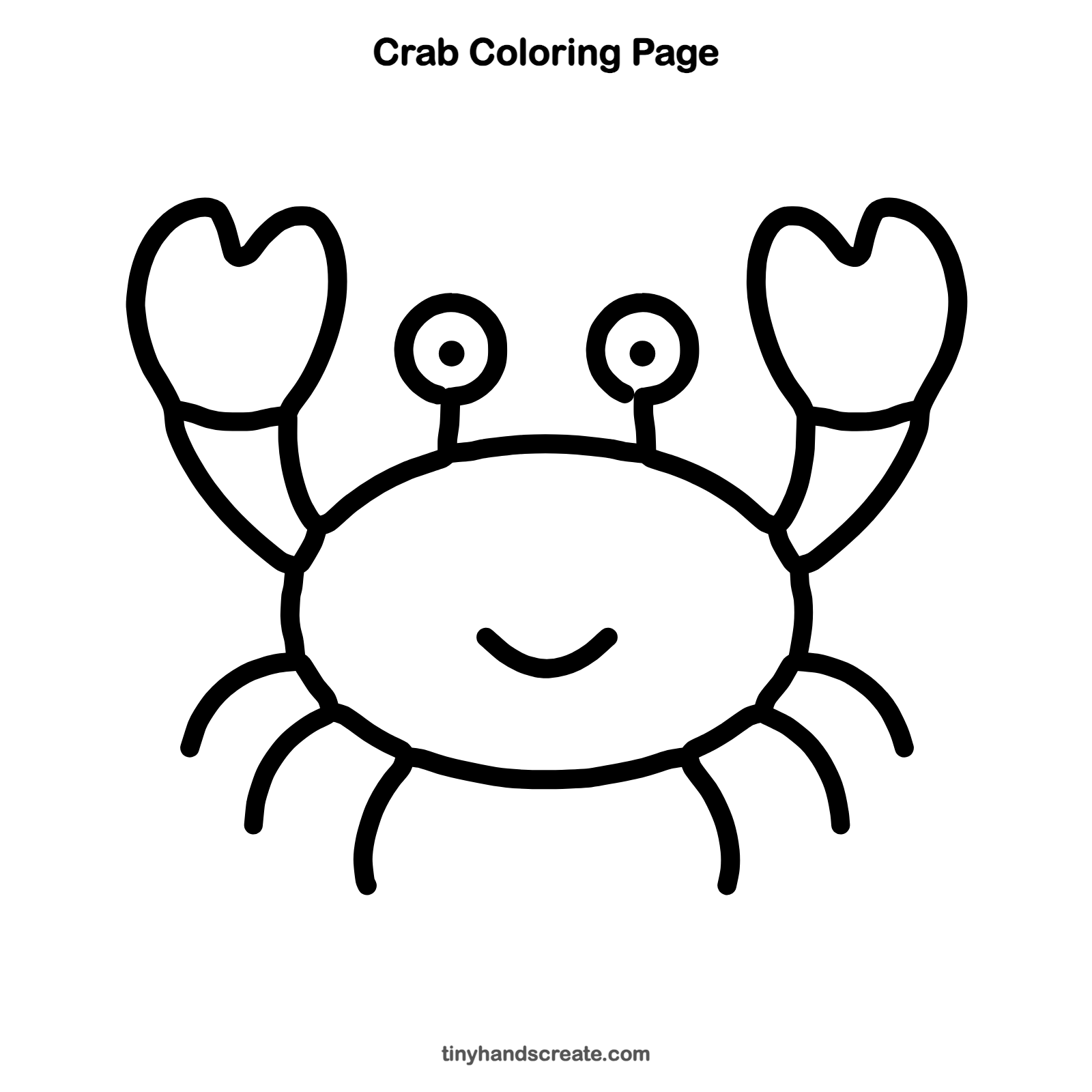 Free printable crab coloring page for kids