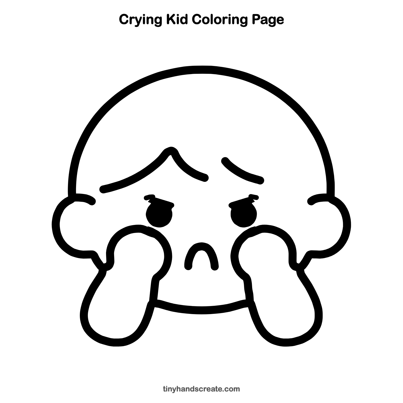 Free printable crying kid coloring page for kids