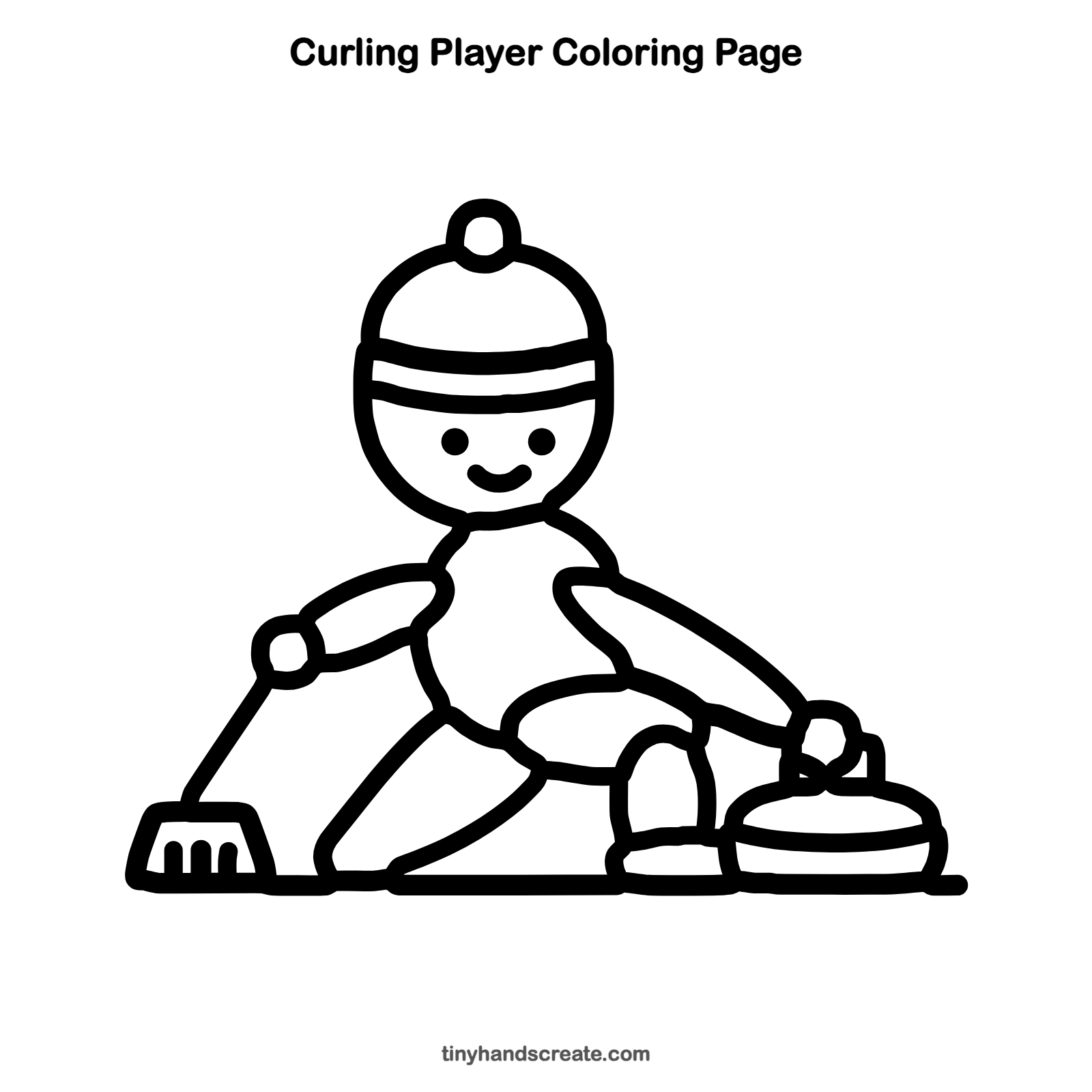 Free printable curling player coloring page for kids
