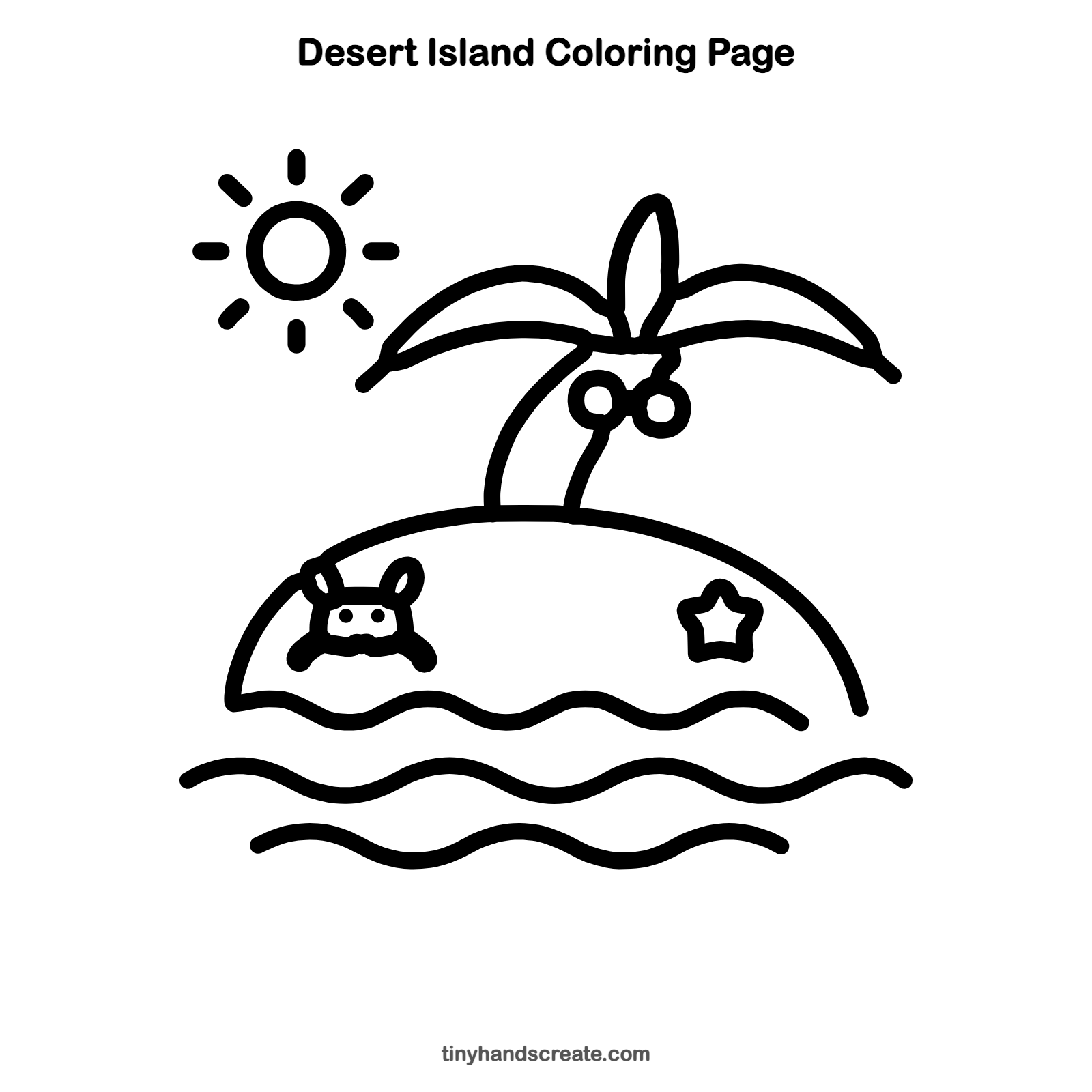 Free printable desert island coloring page for kids