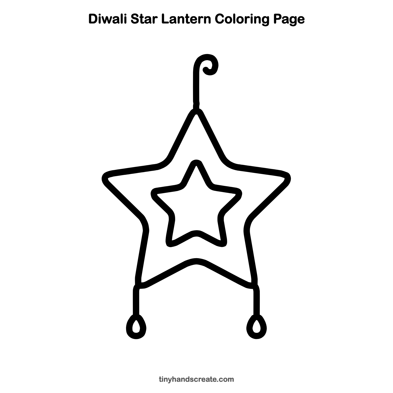 Free printable Diwali star lantern coloring page for kids
