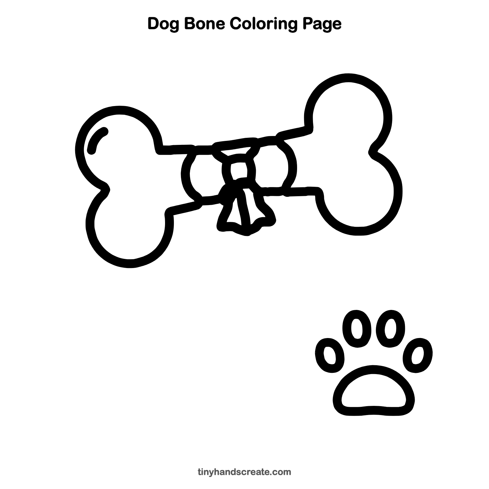 Free printable dog bone coloring page for kids