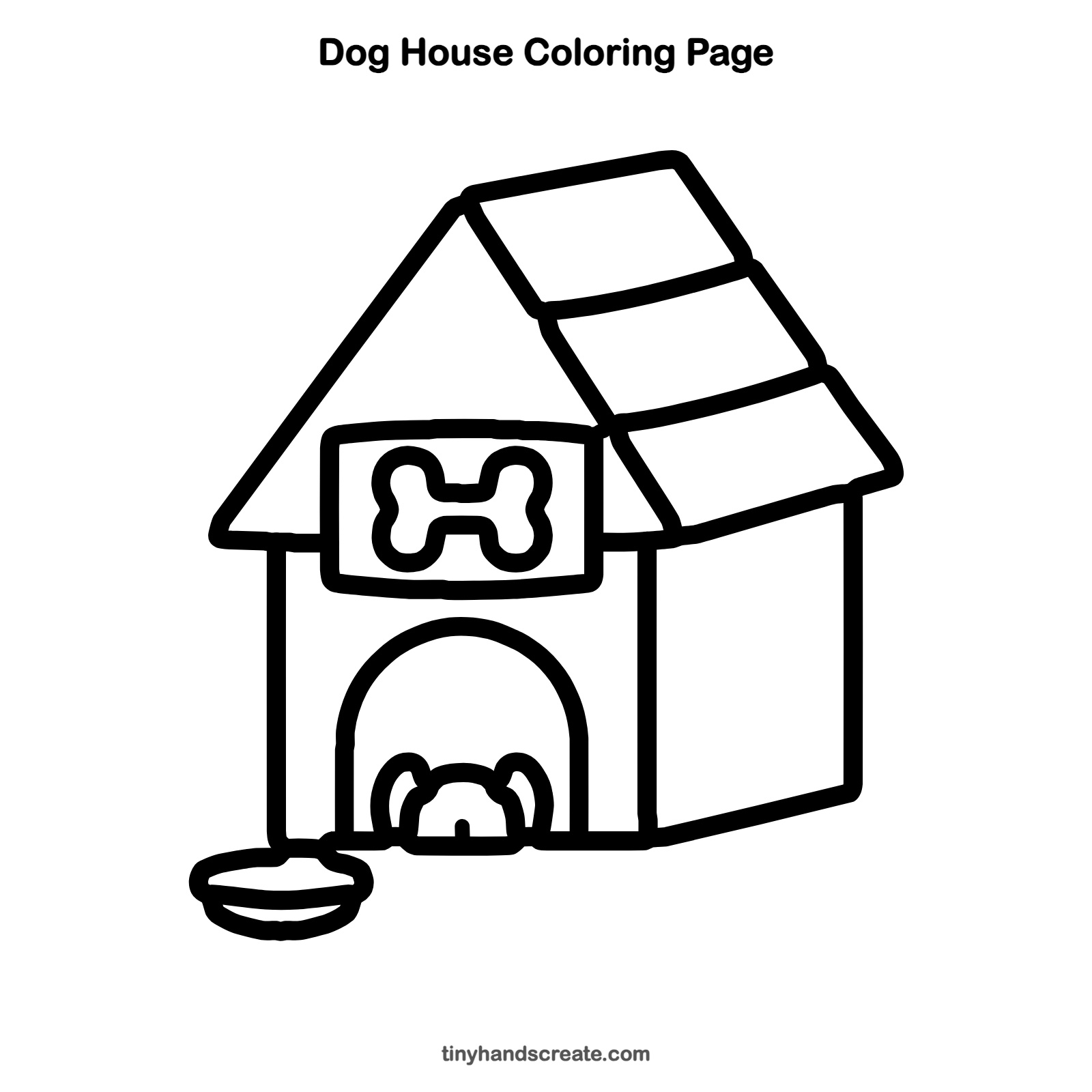Free printable dog house coloring page for kids